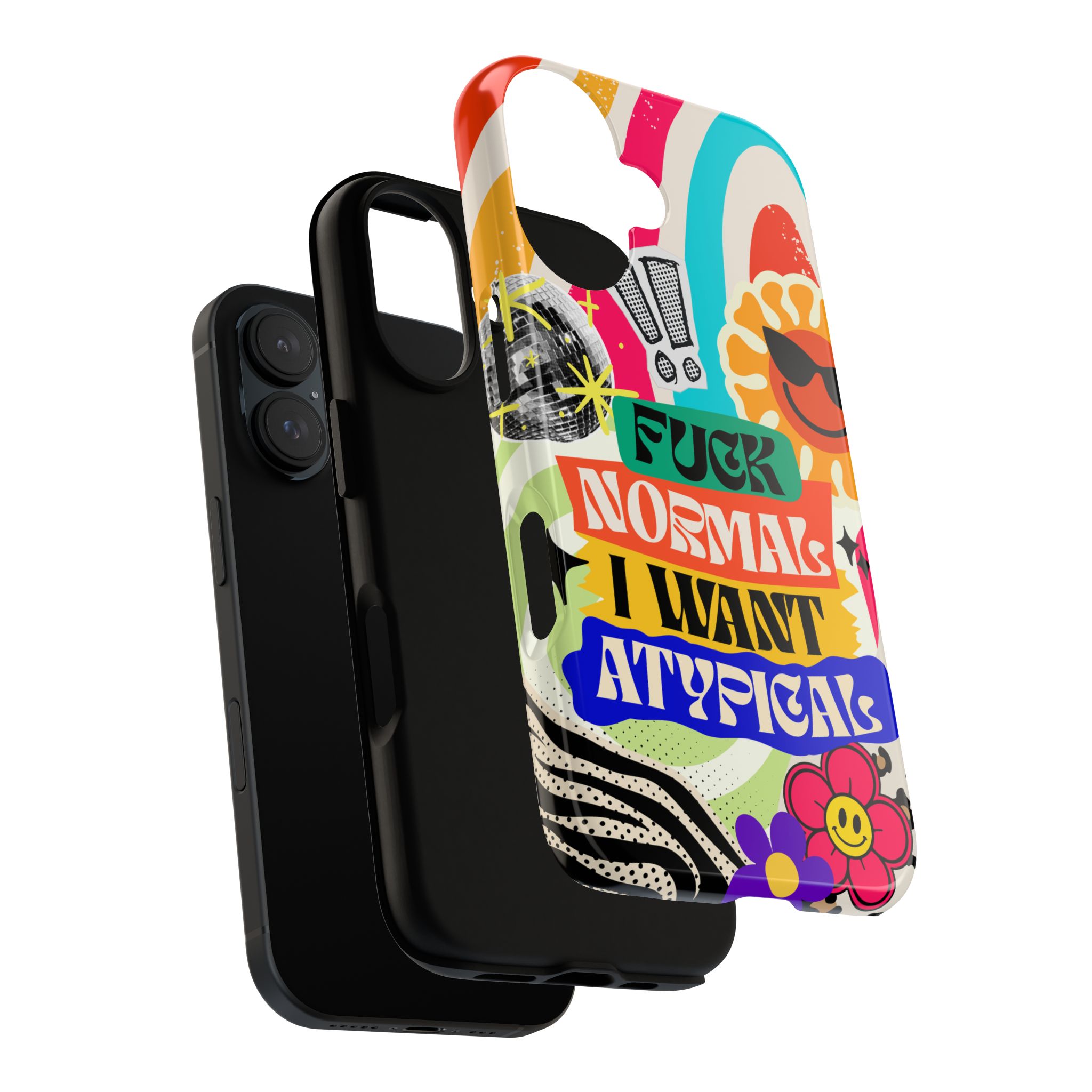 Phone Case — "Fuck Normal I Want Atypical" Retro Sticker Collage - Image 160