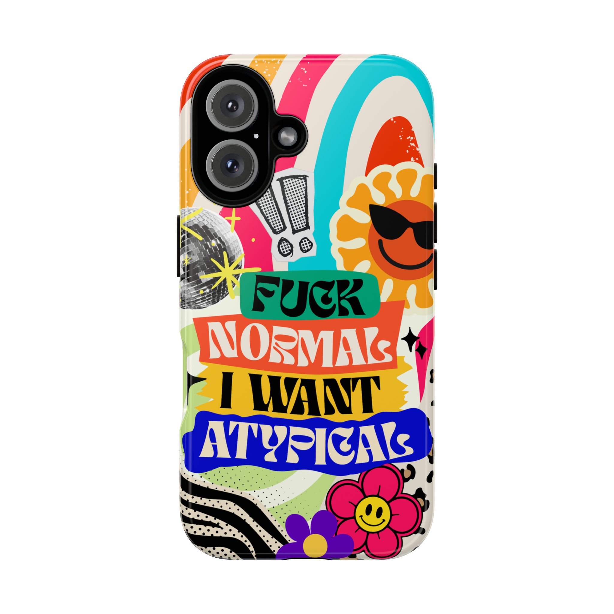Phone Case — "Fuck Normal I Want Atypical" Retro Sticker Collage - Image 159