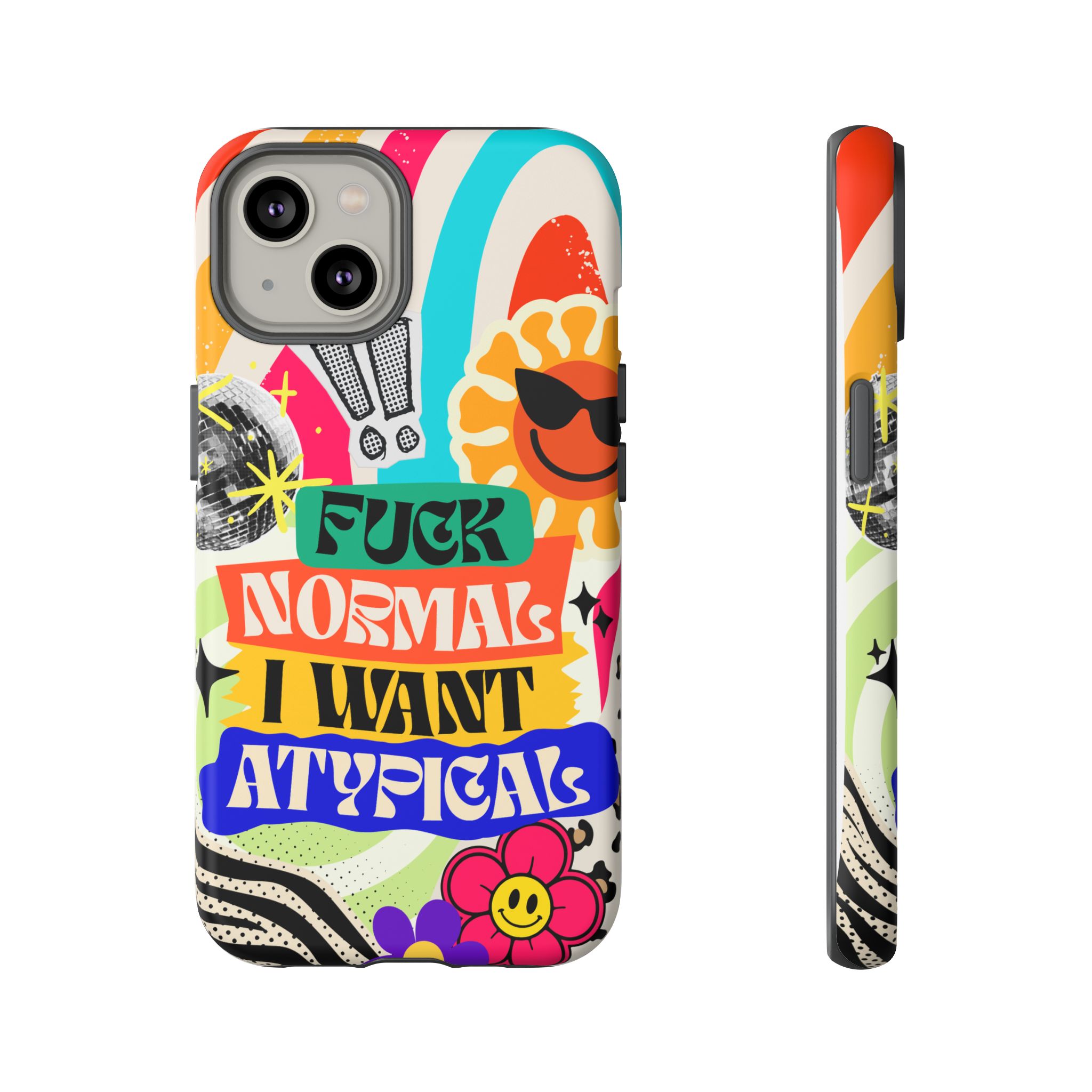 Phone Case — "Fuck Normal I Want Atypical" Retro Sticker Collage - Image 40