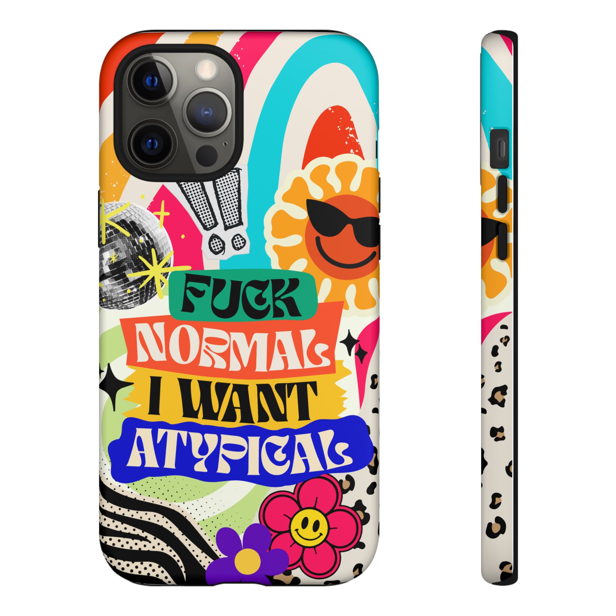 Phone Case — "Fuck Normal I Want Atypical" Retro Sticker Collage - Image 19