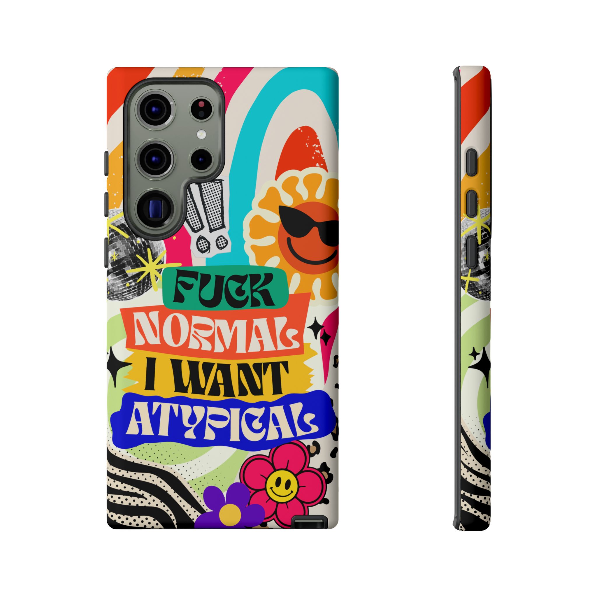 Phone Case — "Fuck Normal I Want Atypical" Retro Sticker Collage - Image 87
