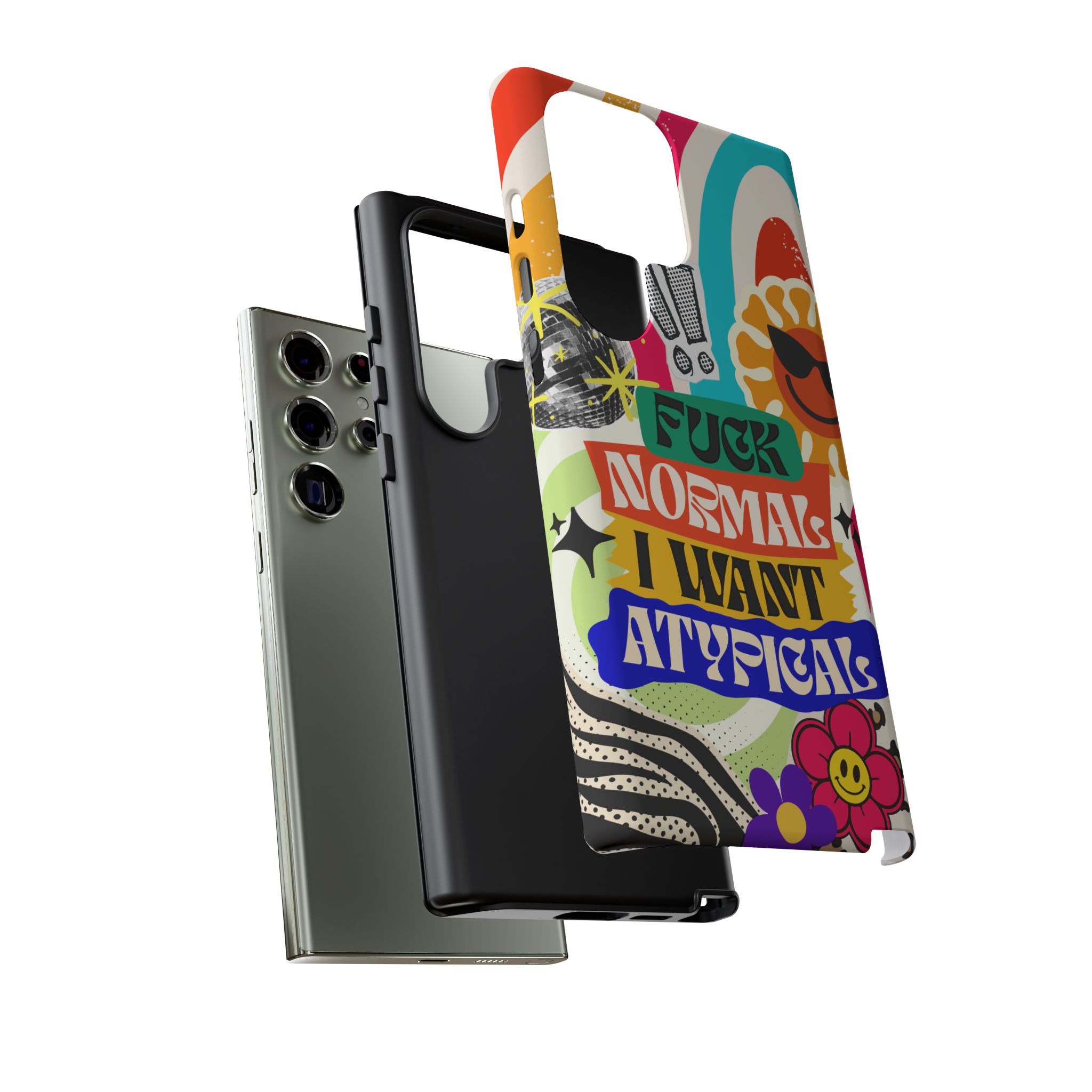 Phone Case — "Fuck Normal I Want Atypical" Retro Sticker Collage - Image 89
