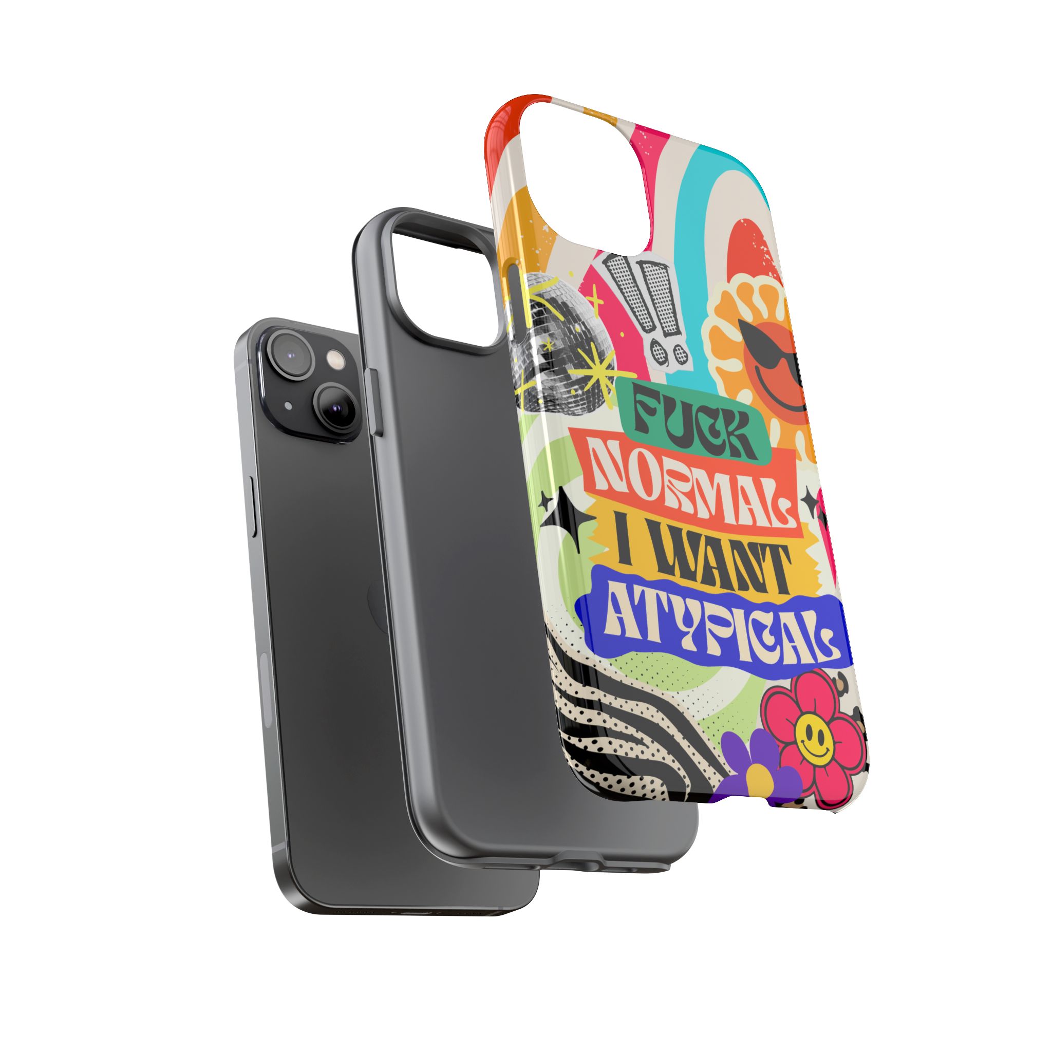 Phone Case — "Fuck Normal I Want Atypical" Retro Sticker Collage - Image 54