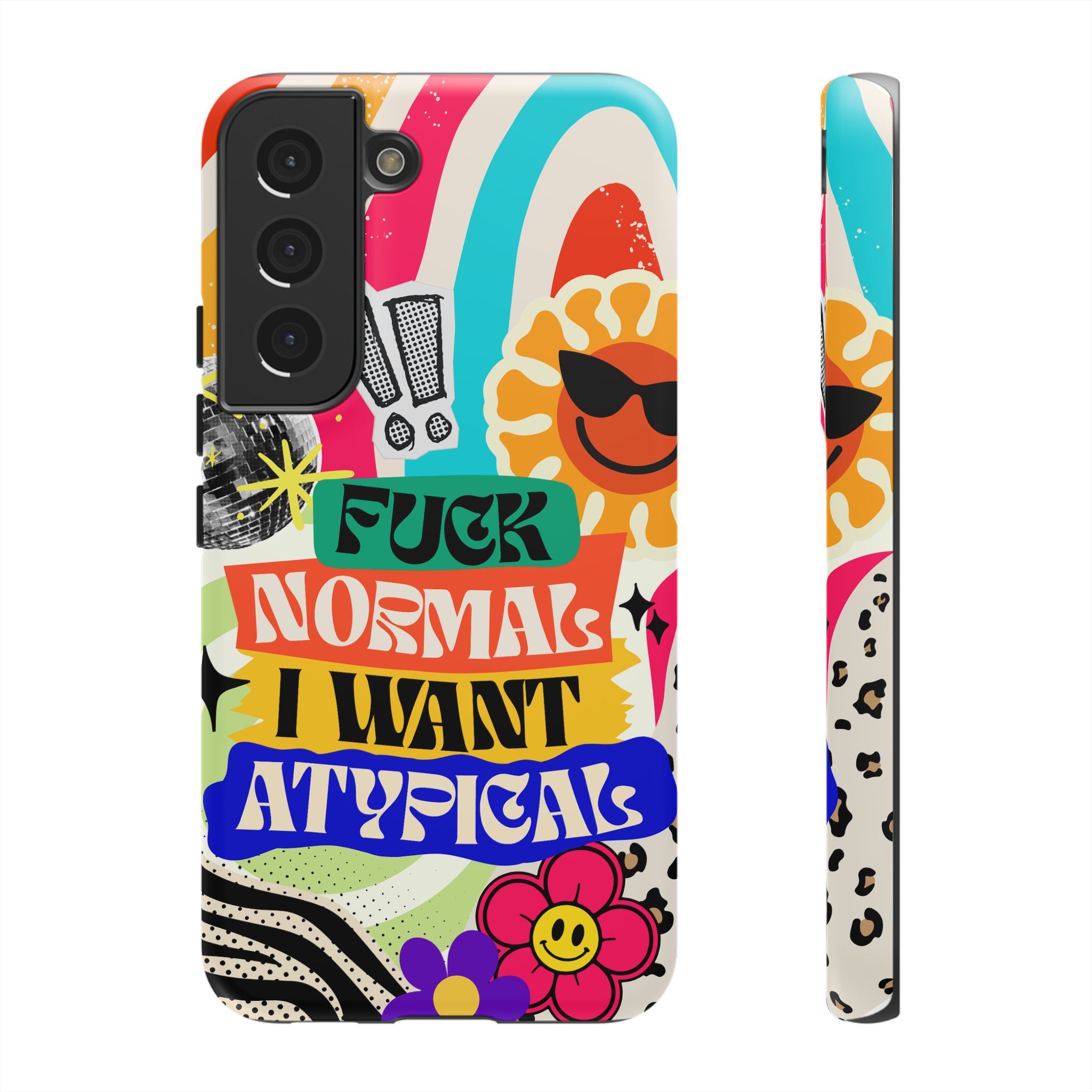 Phone Case — "Fuck Normal I Want Atypical" Retro Sticker Collage - Image 30