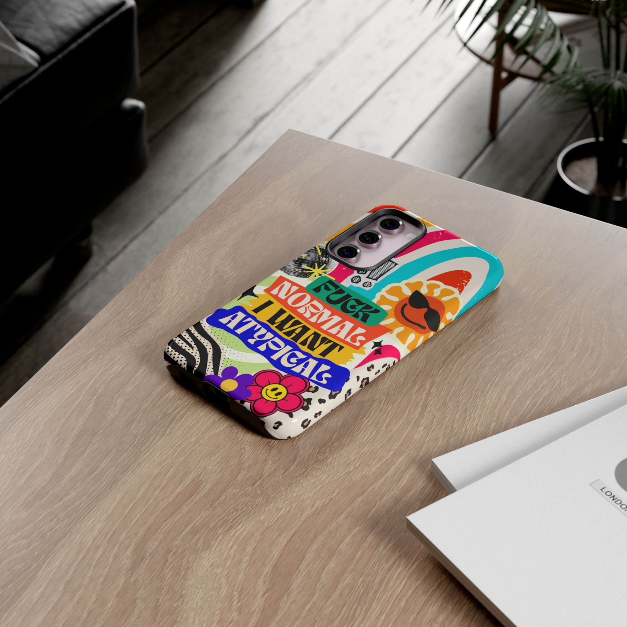 Phone Case — "Fuck Normal I Want Atypical" Retro Sticker Collage - Image 78