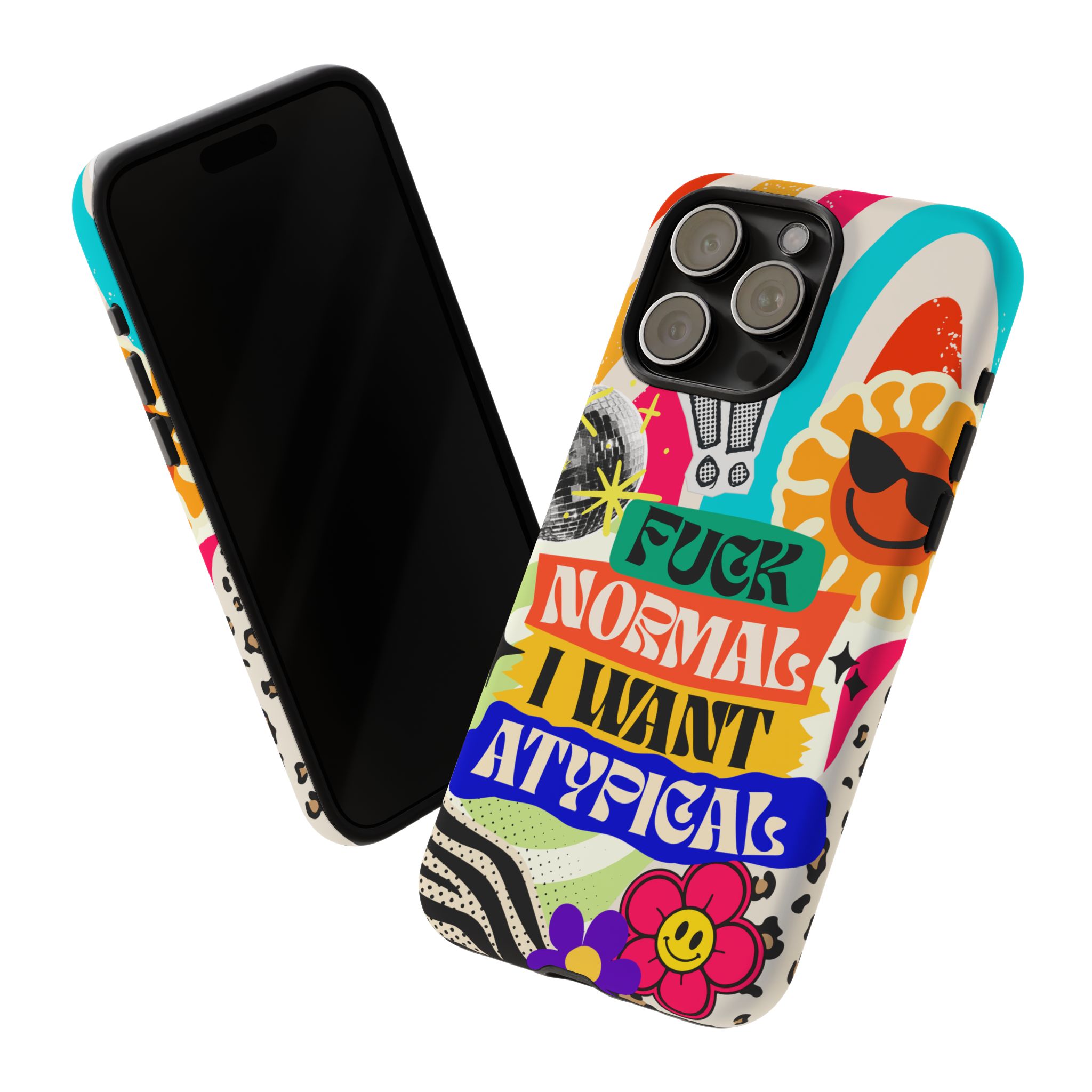 Phone Case — "Fuck Normal I Want Atypical" Retro Sticker Collage - Image 121