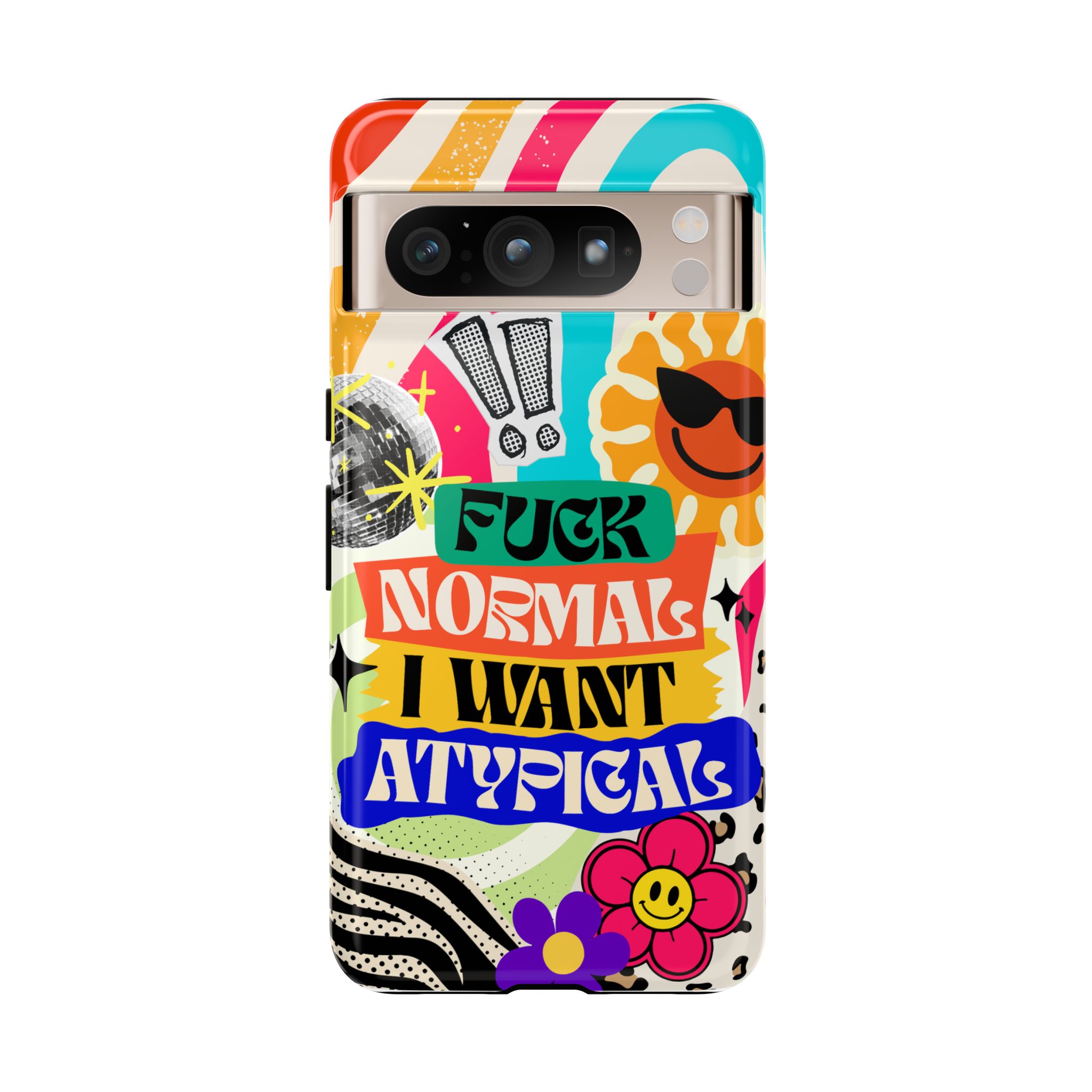 Phone Case — "Fuck Normal I Want Atypical" Retro Sticker Collage - Image 145