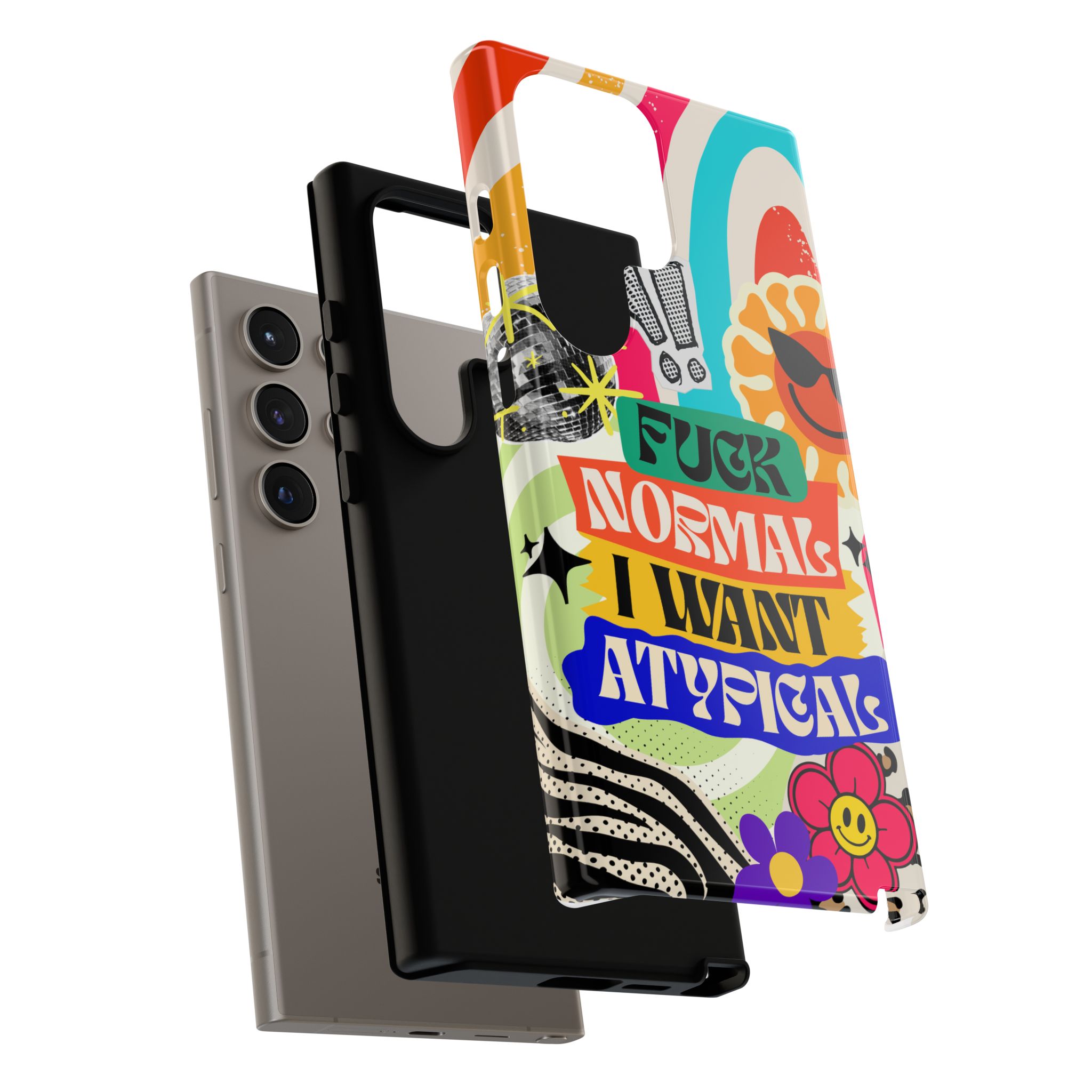 Phone Case — "Fuck Normal I Want Atypical" Retro Sticker Collage - Image 142