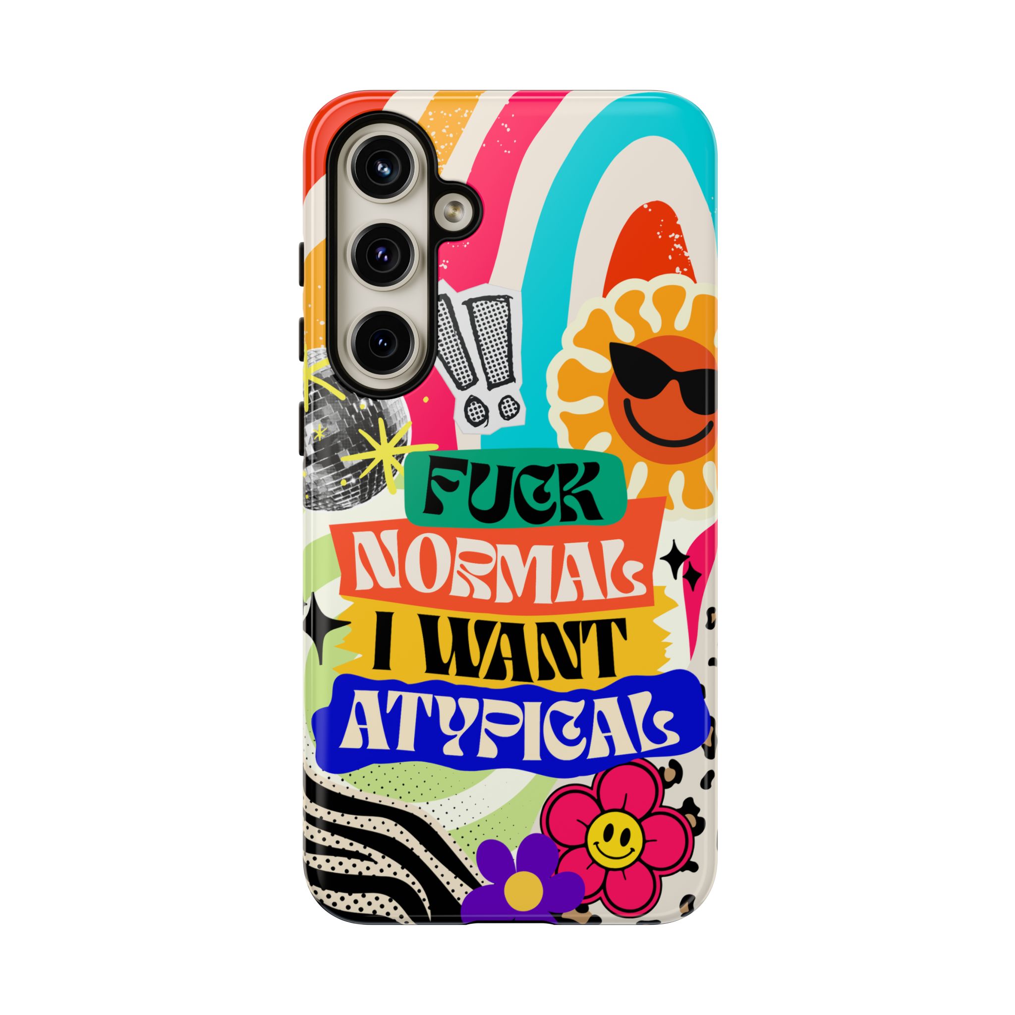 Phone Case — "Fuck Normal I Want Atypical" Retro Sticker Collage - Image 131
