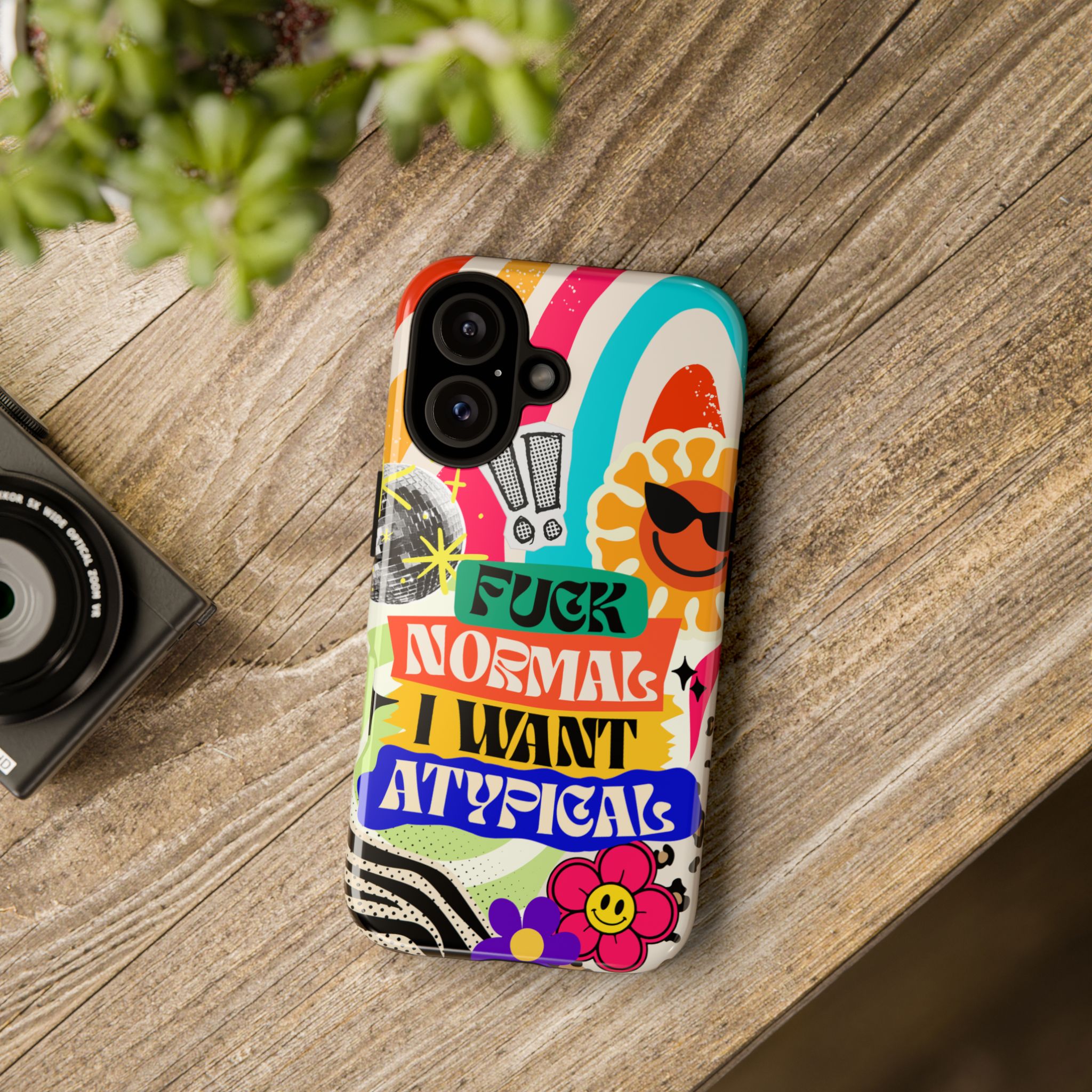 Phone Case — "Fuck Normal I Want Atypical" Retro Sticker Collage - Image 161