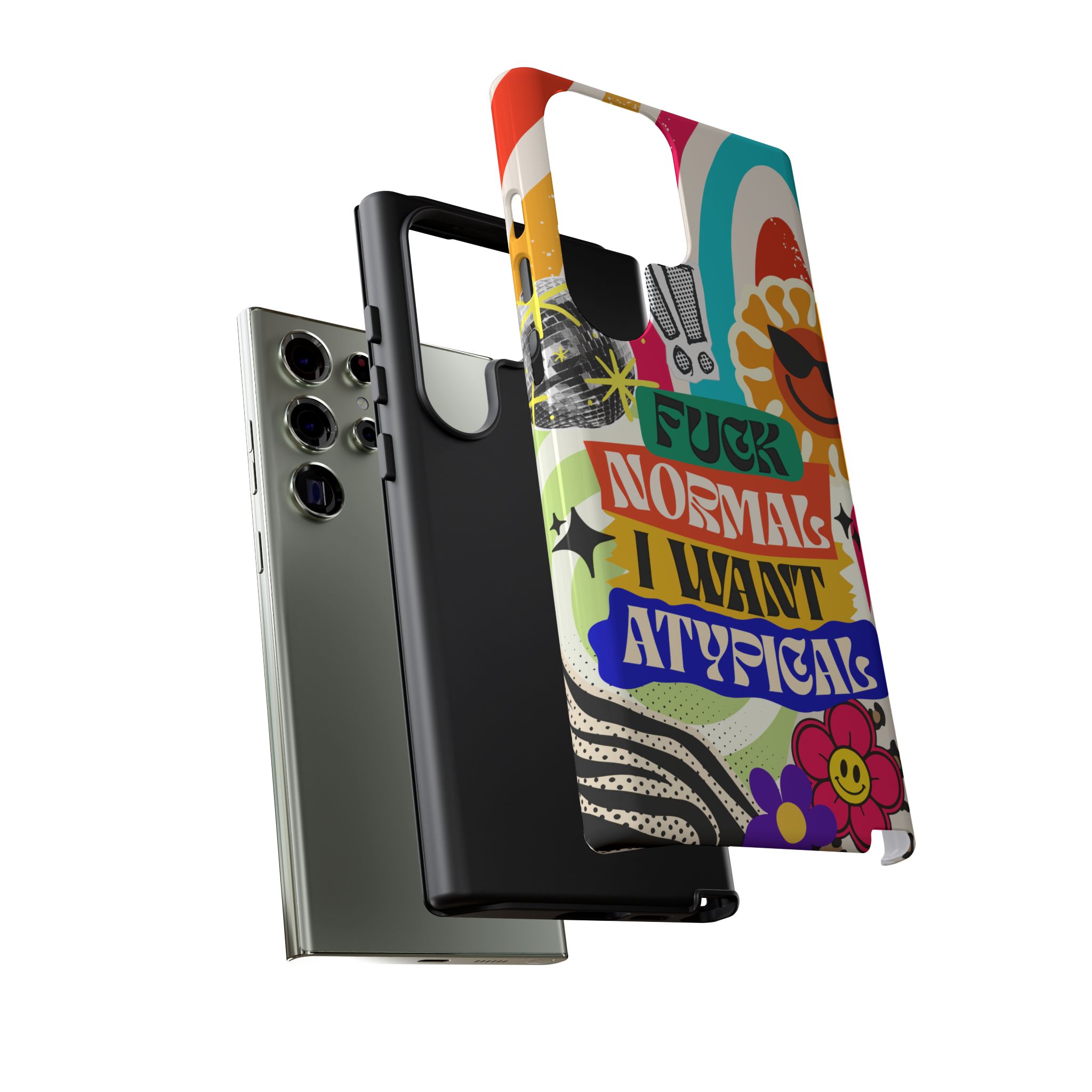 Phone Case — "Fuck Normal I Want Atypical" Retro Sticker Collage - Image 85