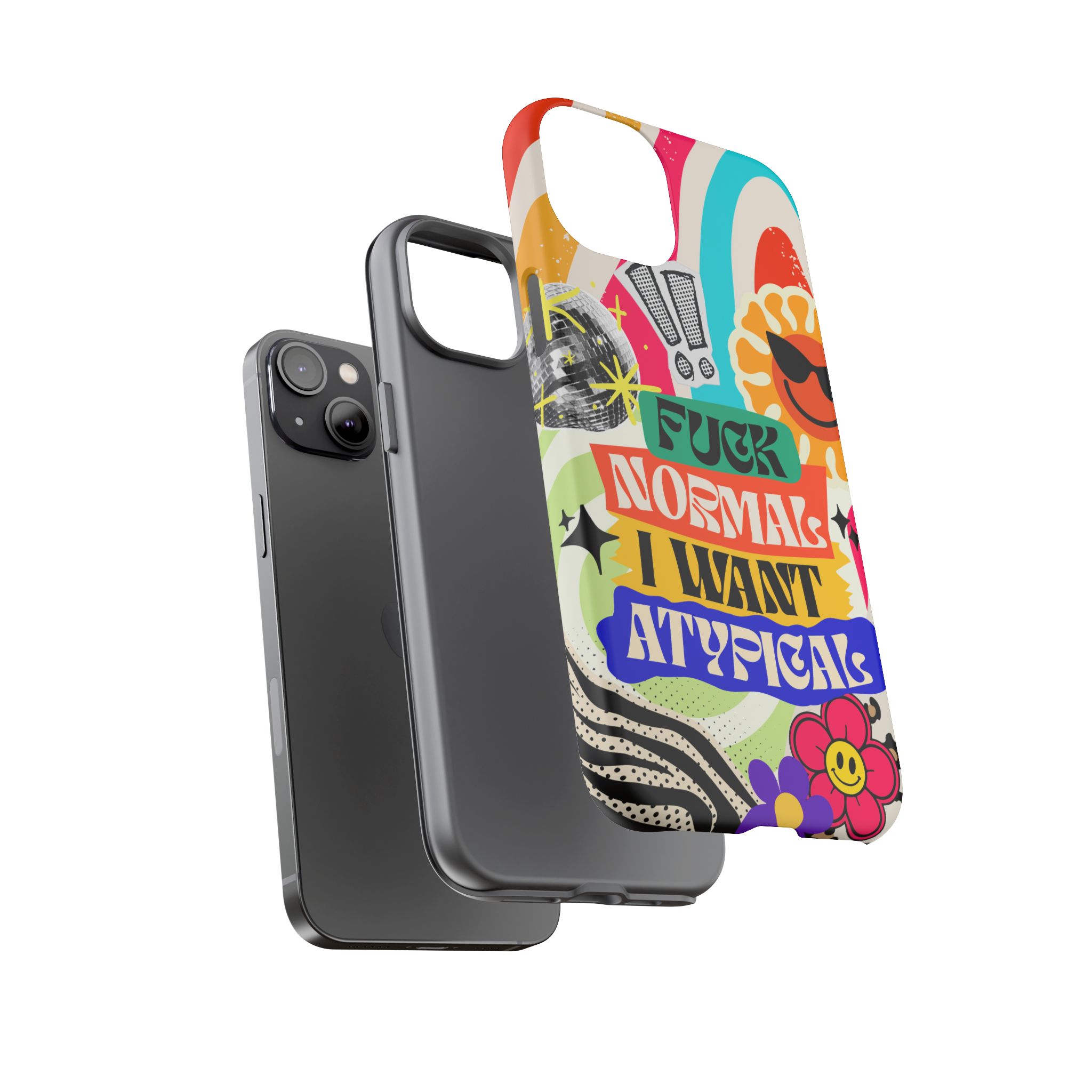 Phone Case — "Fuck Normal I Want Atypical" Retro Sticker Collage - Image 58
