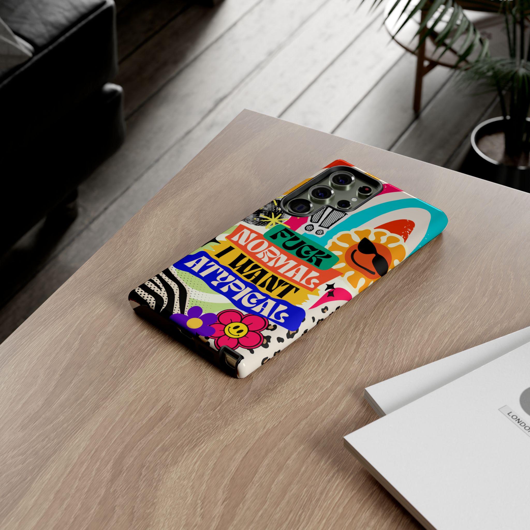 Phone Case — "Fuck Normal I Want Atypical" Retro Sticker Collage - Image 86