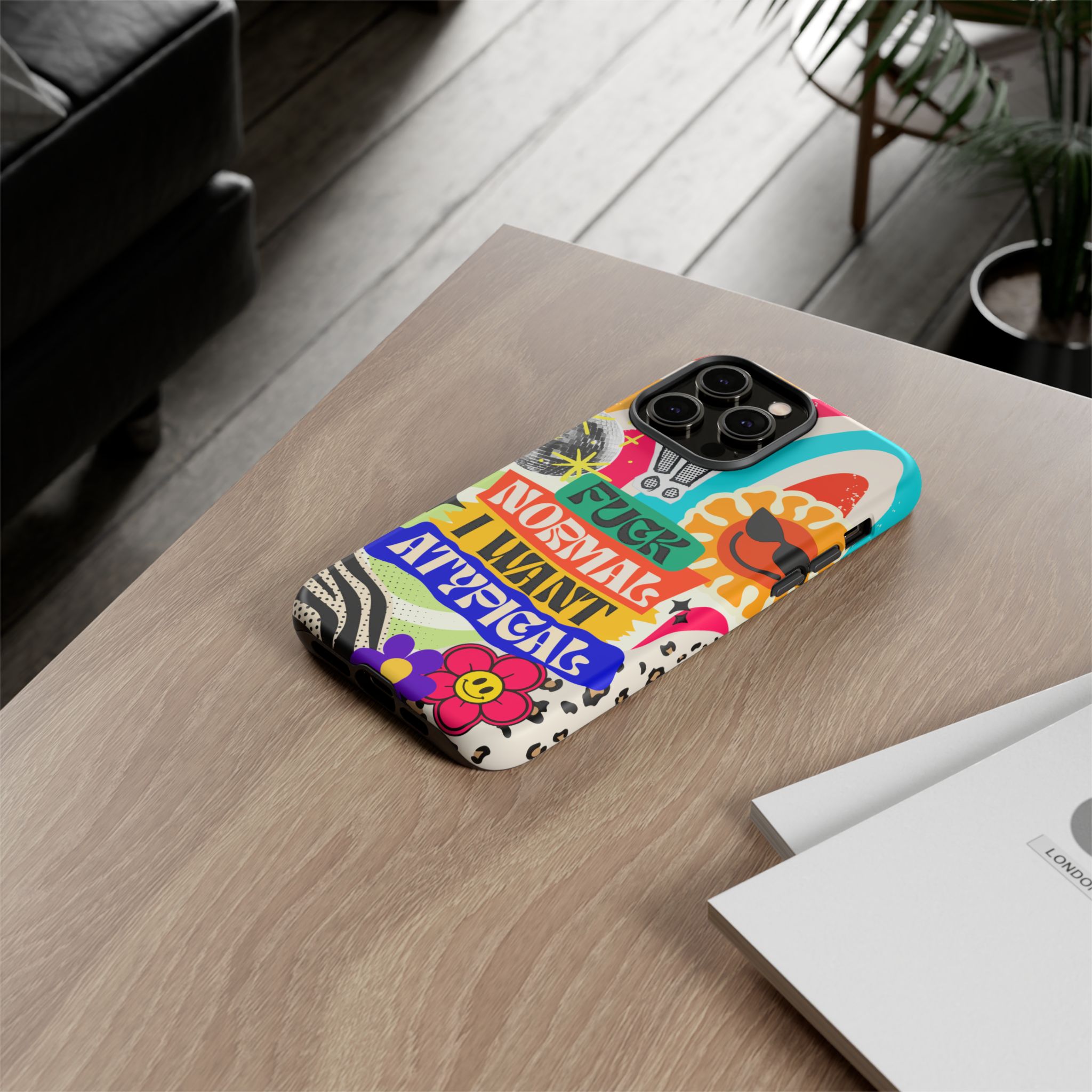 Phone Case — "Fuck Normal I Want Atypical" Retro Sticker Collage - Image 67