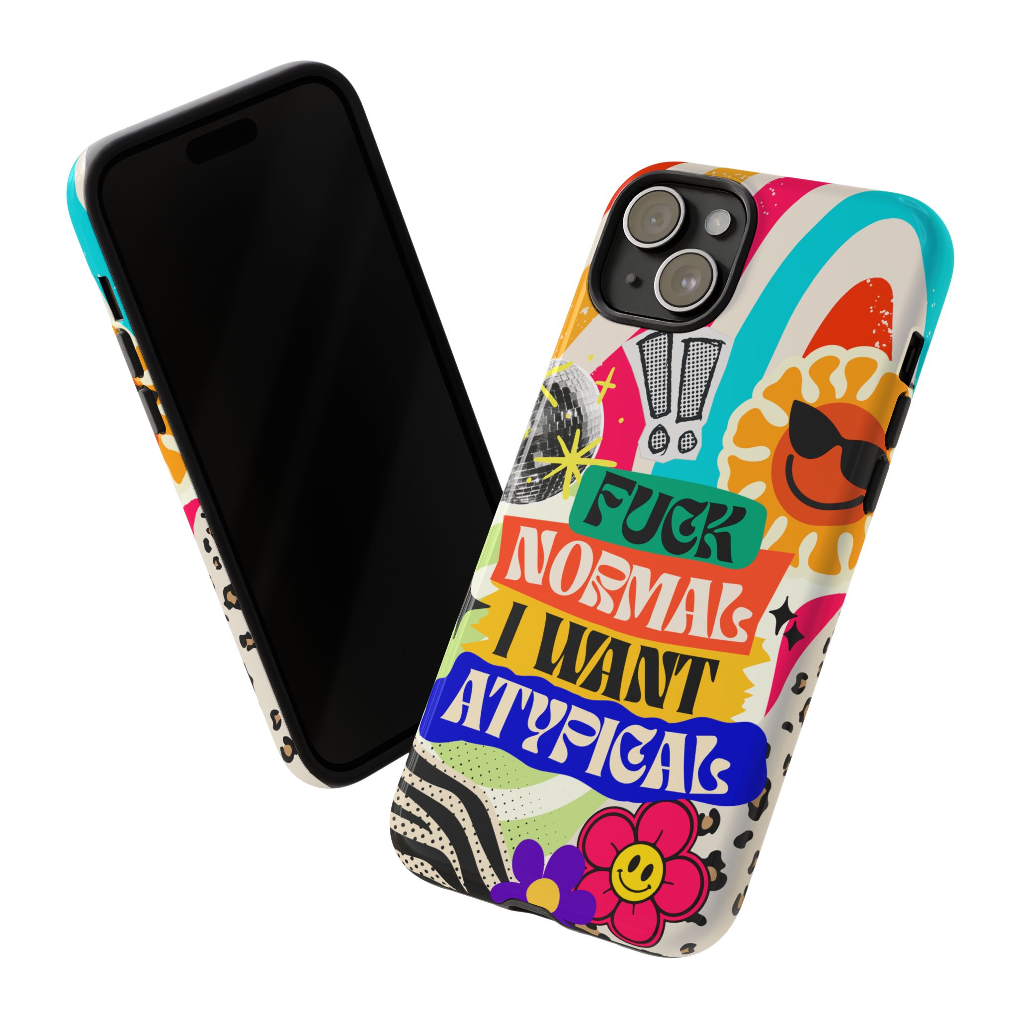 Phone Case — "Fuck Normal I Want Atypical" Retro Sticker Collage - Image 106
