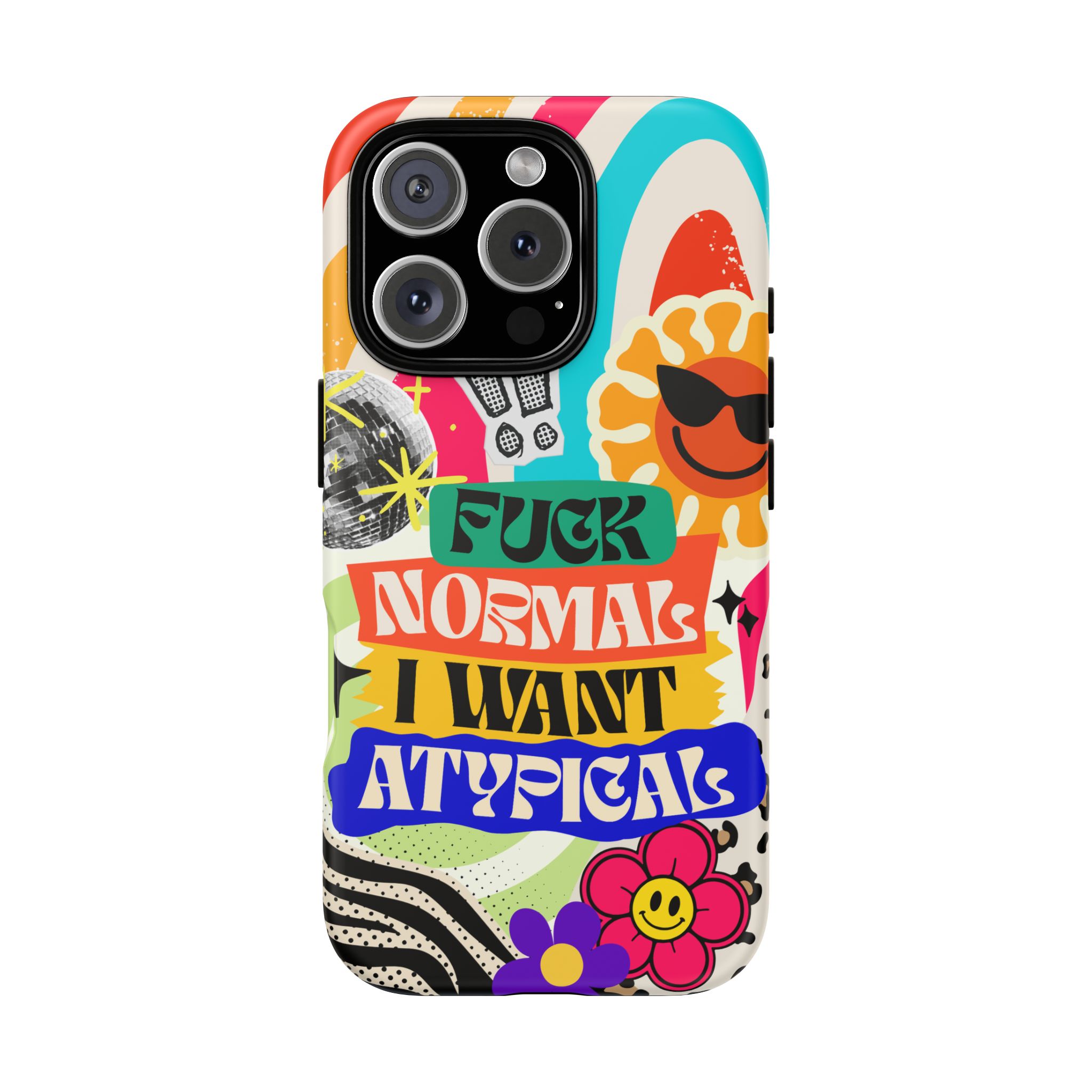 Phone Case — "Fuck Normal I Want Atypical" Retro Sticker Collage - Image 171