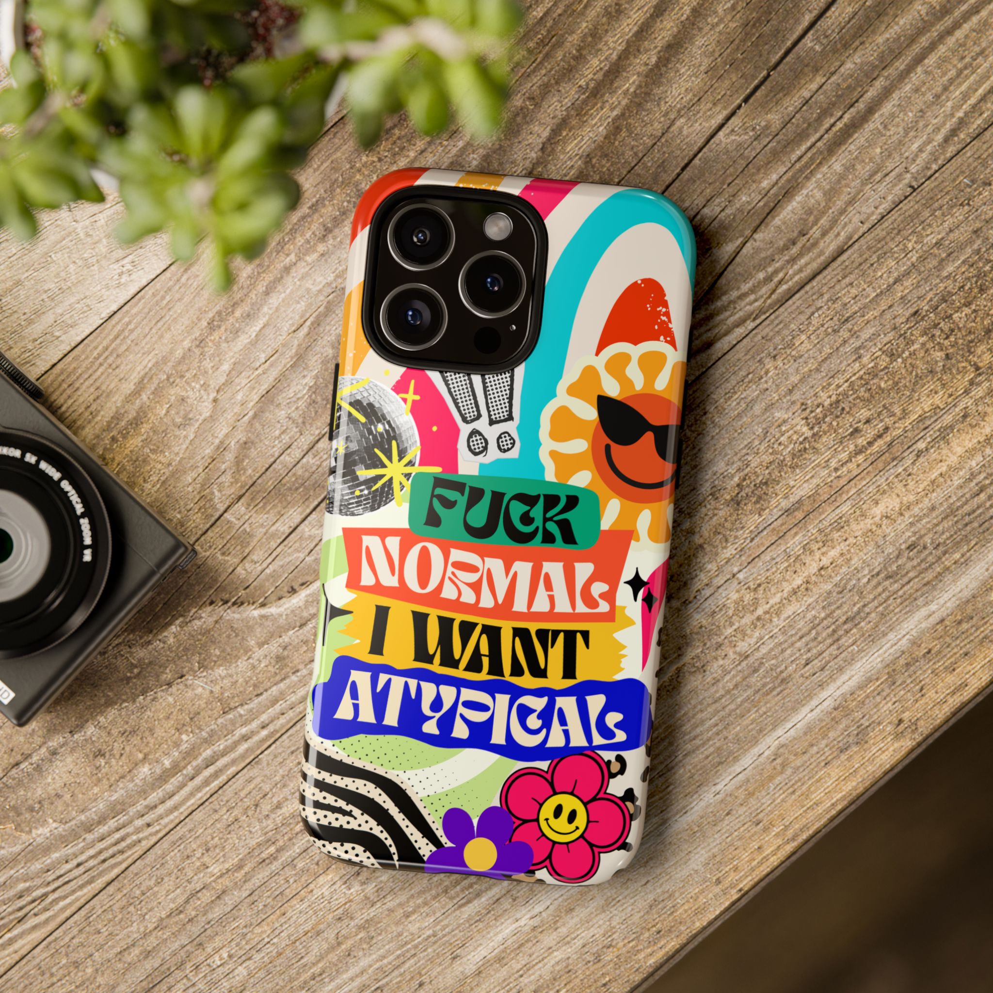 Phone Case — "Fuck Normal I Want Atypical" Retro Sticker Collage - Image 177