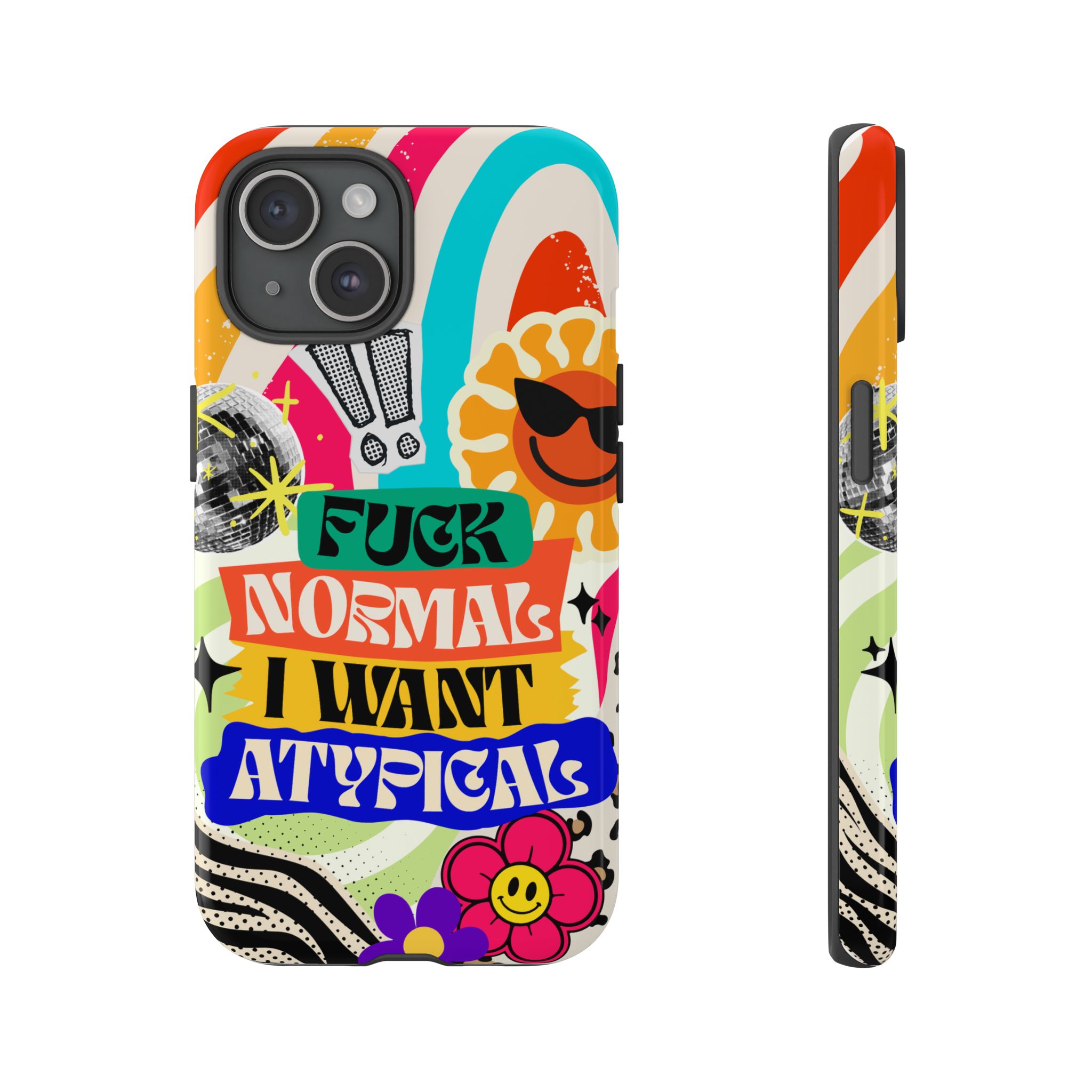 Phone Case — "Fuck Normal I Want Atypical" Retro Sticker Collage - Image 99
