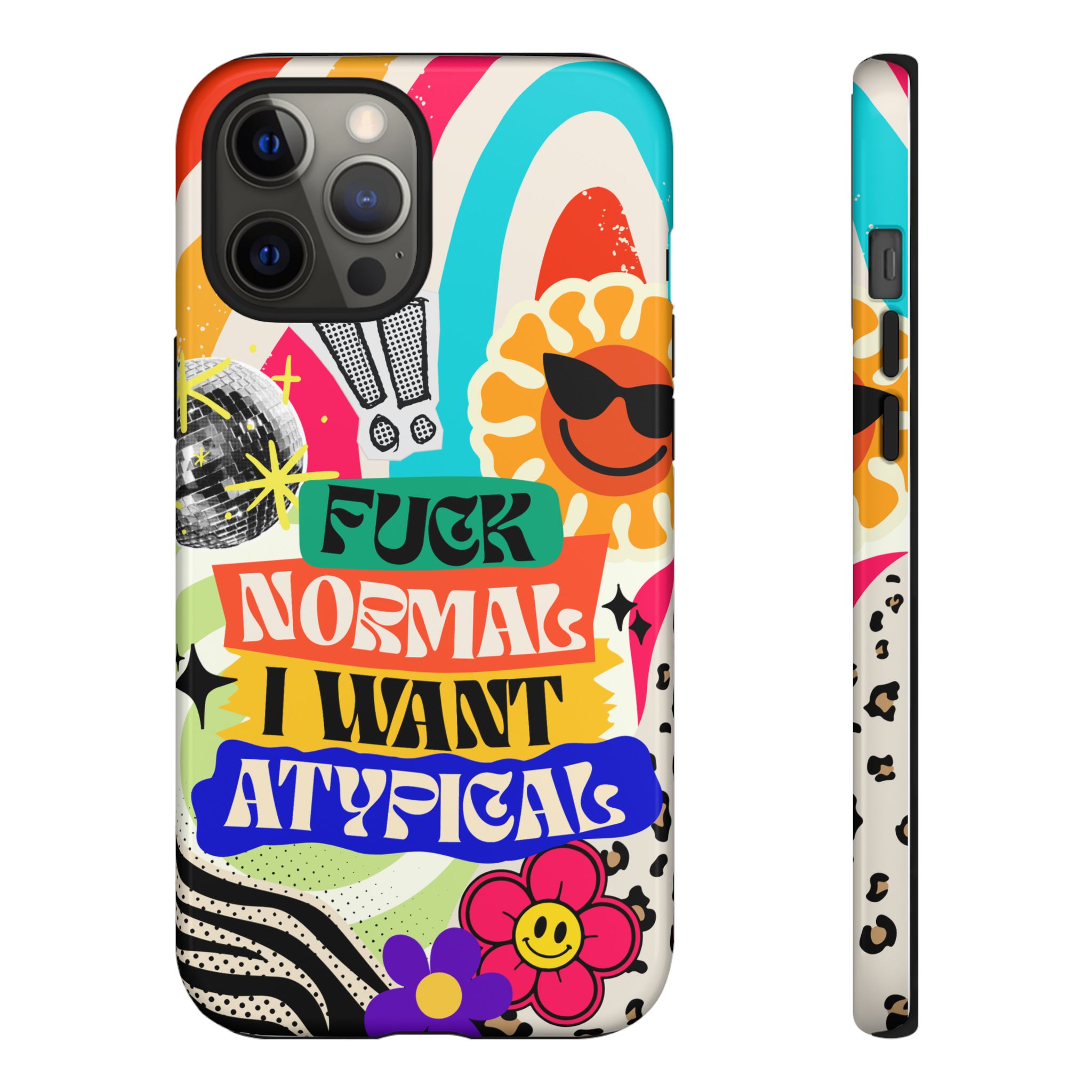 Phone Case — "Fuck Normal I Want Atypical" Retro Sticker Collage - Image 18