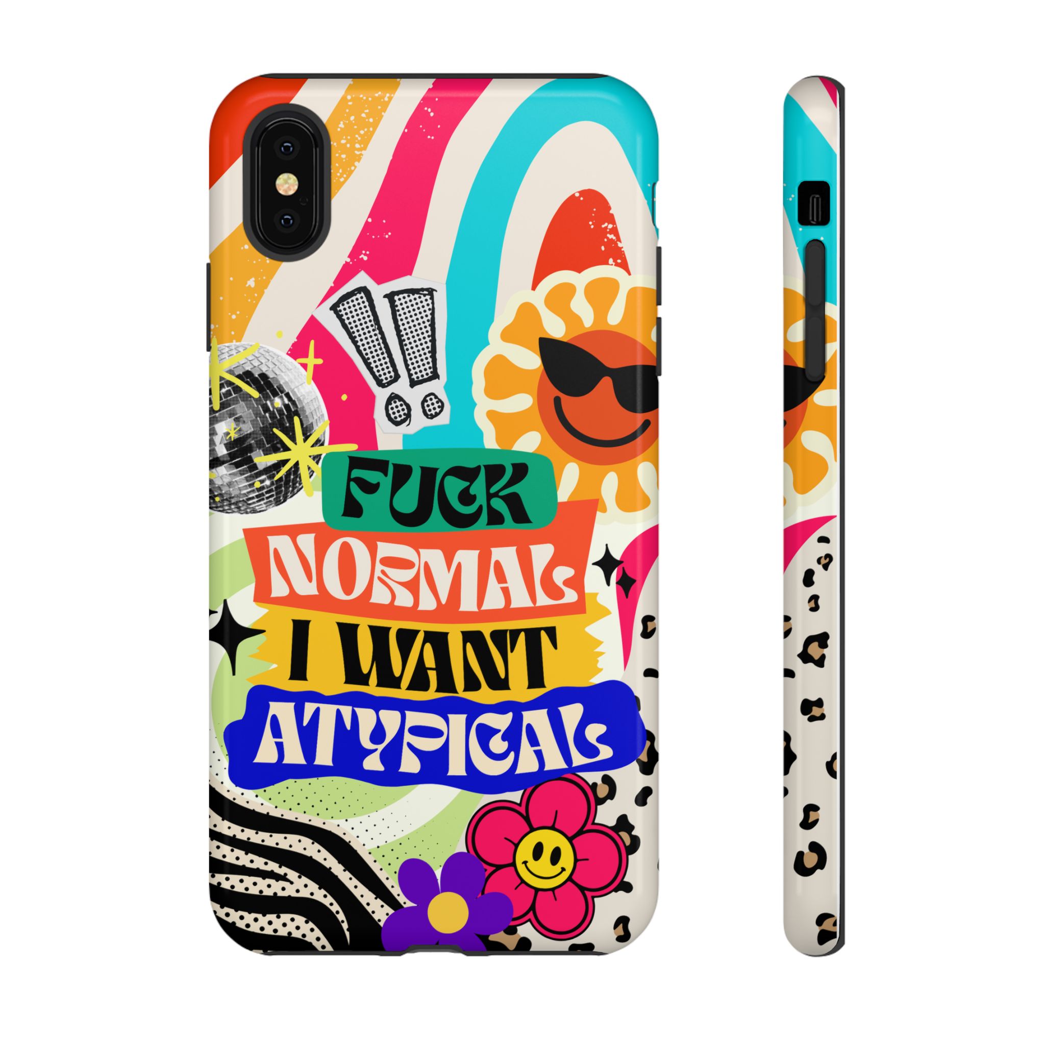 Phone Case — "Fuck Normal I Want Atypical" Retro Sticker Collage - Image 5