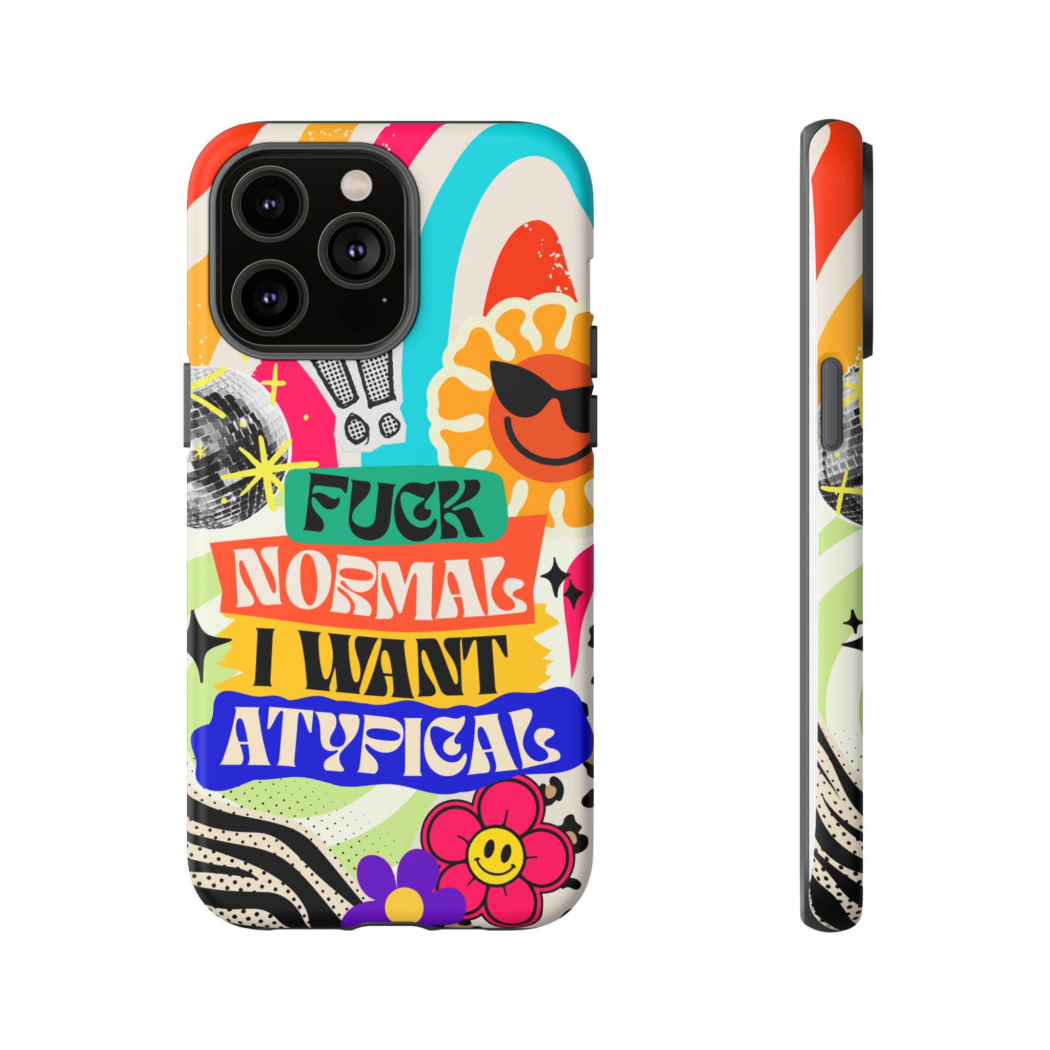 Phone Case — "Fuck Normal I Want Atypical" Retro Sticker Collage - Image 64