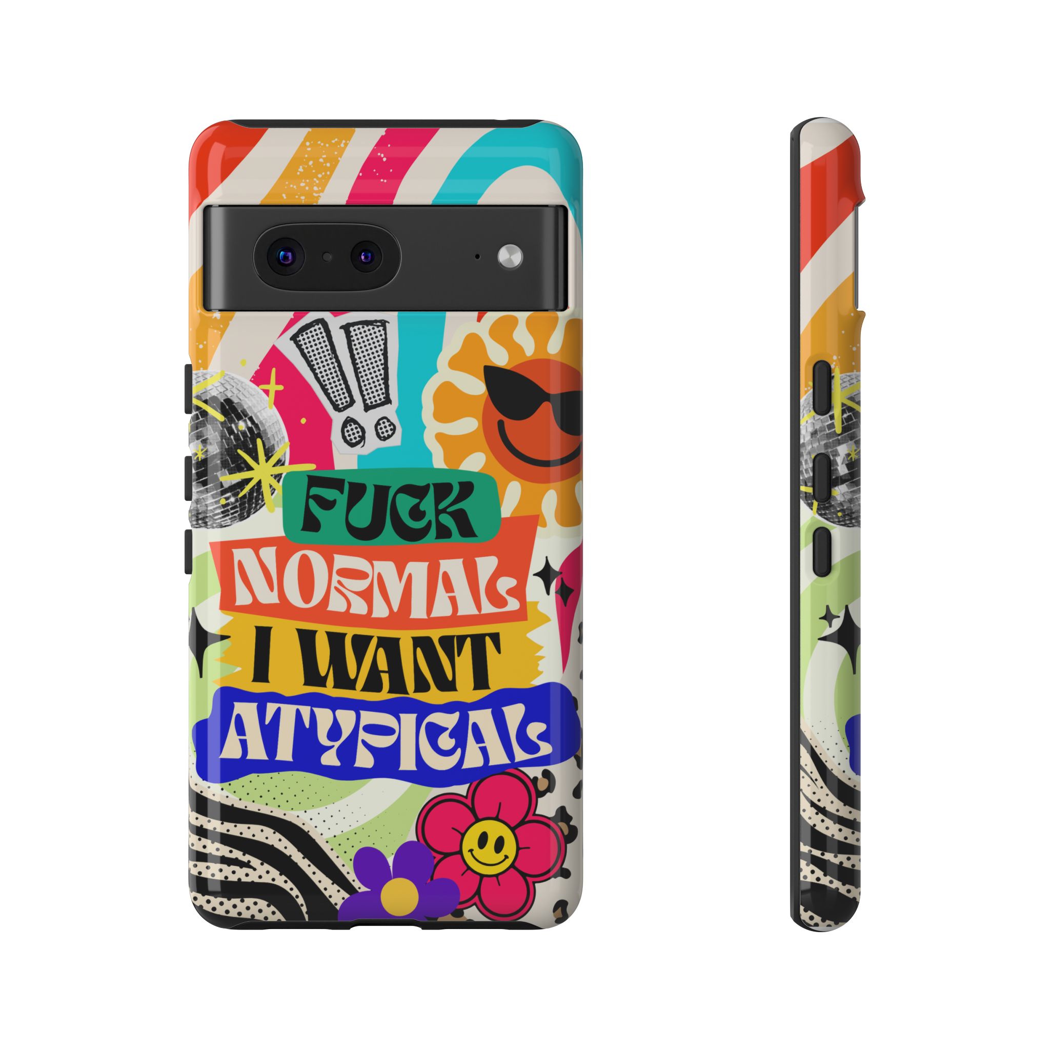 Phone Case — "Fuck Normal I Want Atypical" Retro Sticker Collage - Image 91