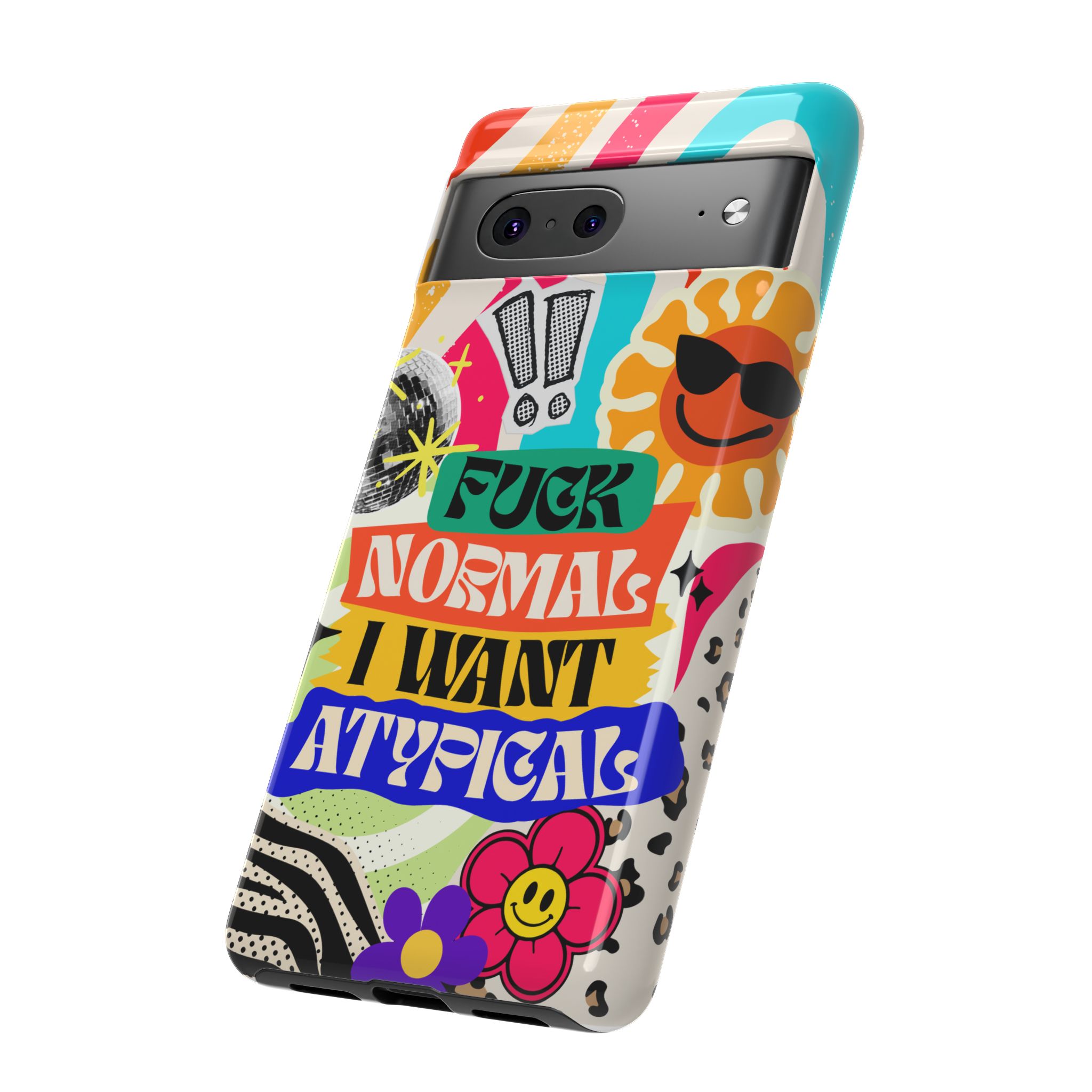 Phone Case — "Fuck Normal I Want Atypical" Retro Sticker Collage - Image 92