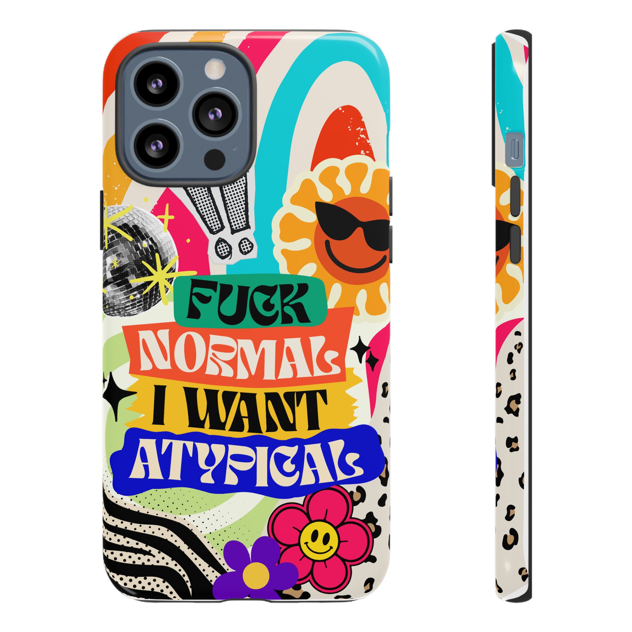 Phone Case — "Fuck Normal I Want Atypical" Retro Sticker Collage - Image 26