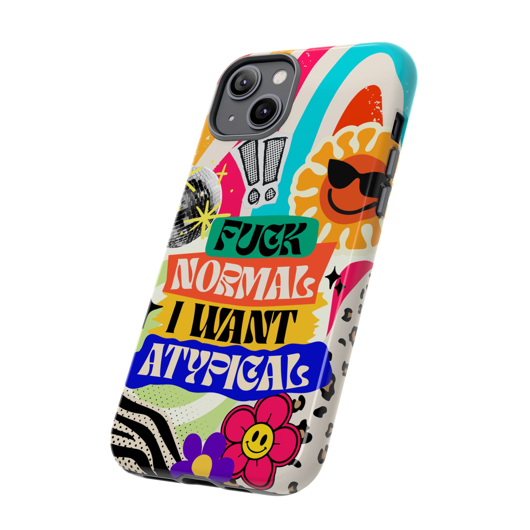 Phone Case — "Fuck Normal I Want Atypical" Retro Sticker Collage - Image 53