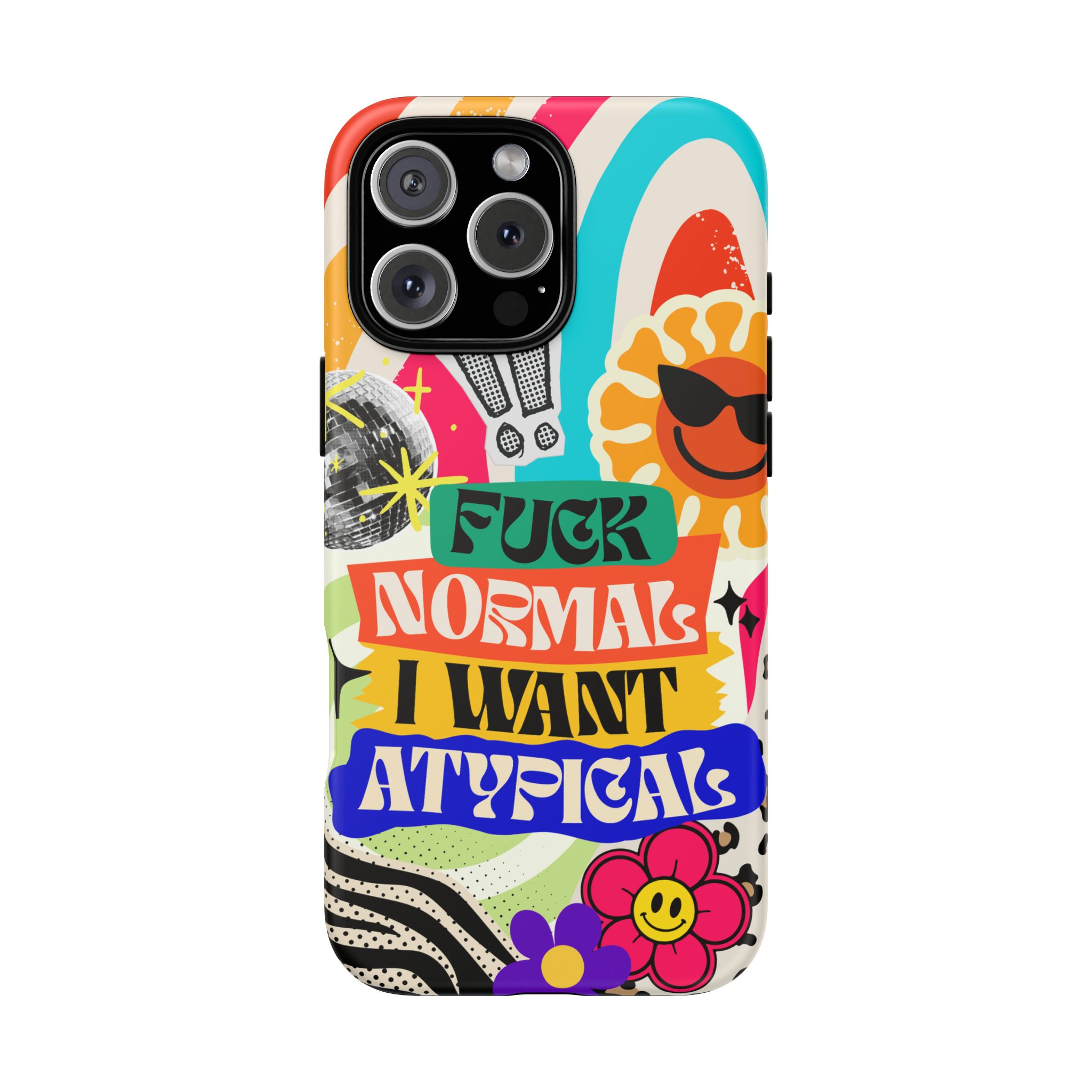 Phone Case — "Fuck Normal I Want Atypical" Retro Sticker Collage - Image 178