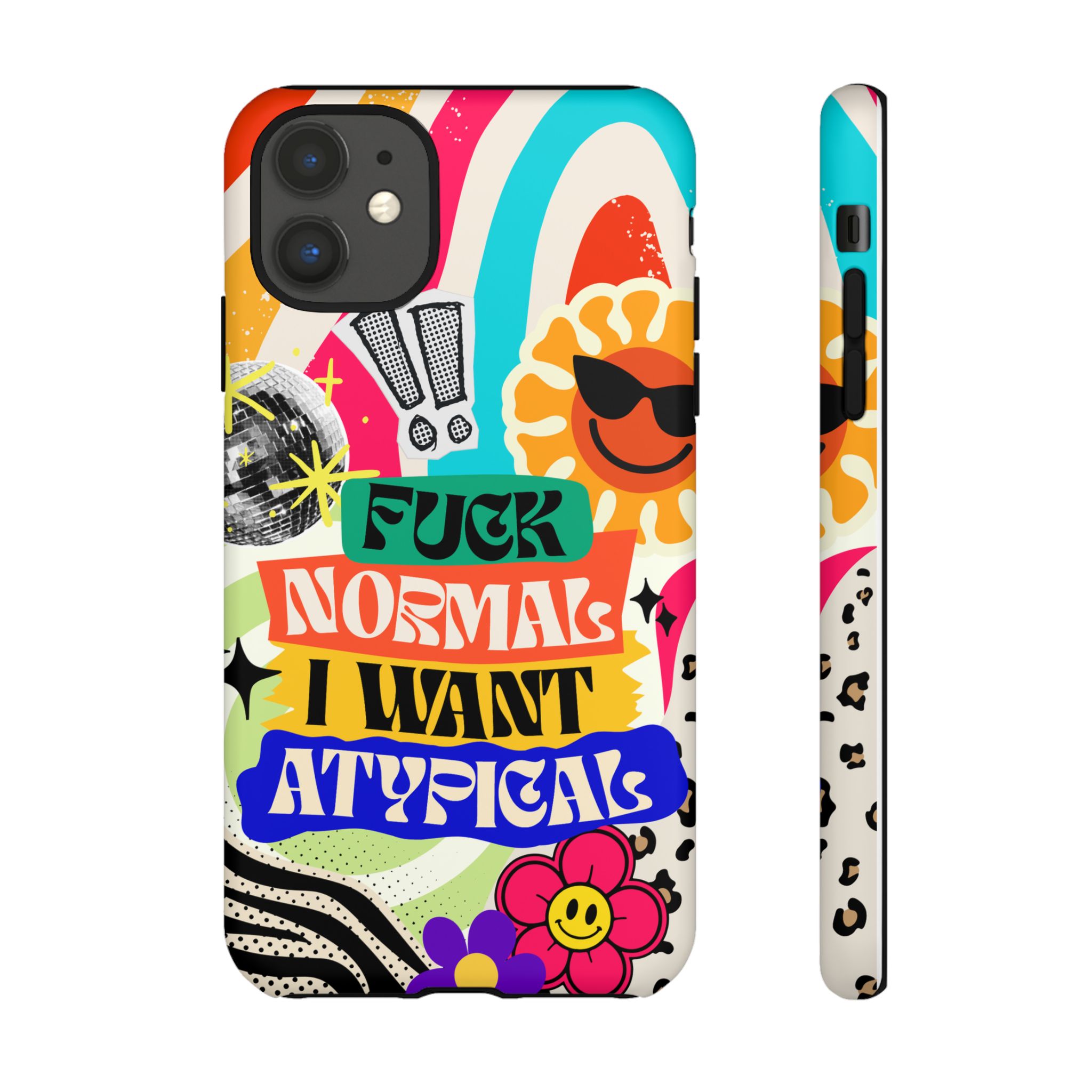 Phone Case — "Fuck Normal I Want Atypical" Retro Sticker Collage - Image 8