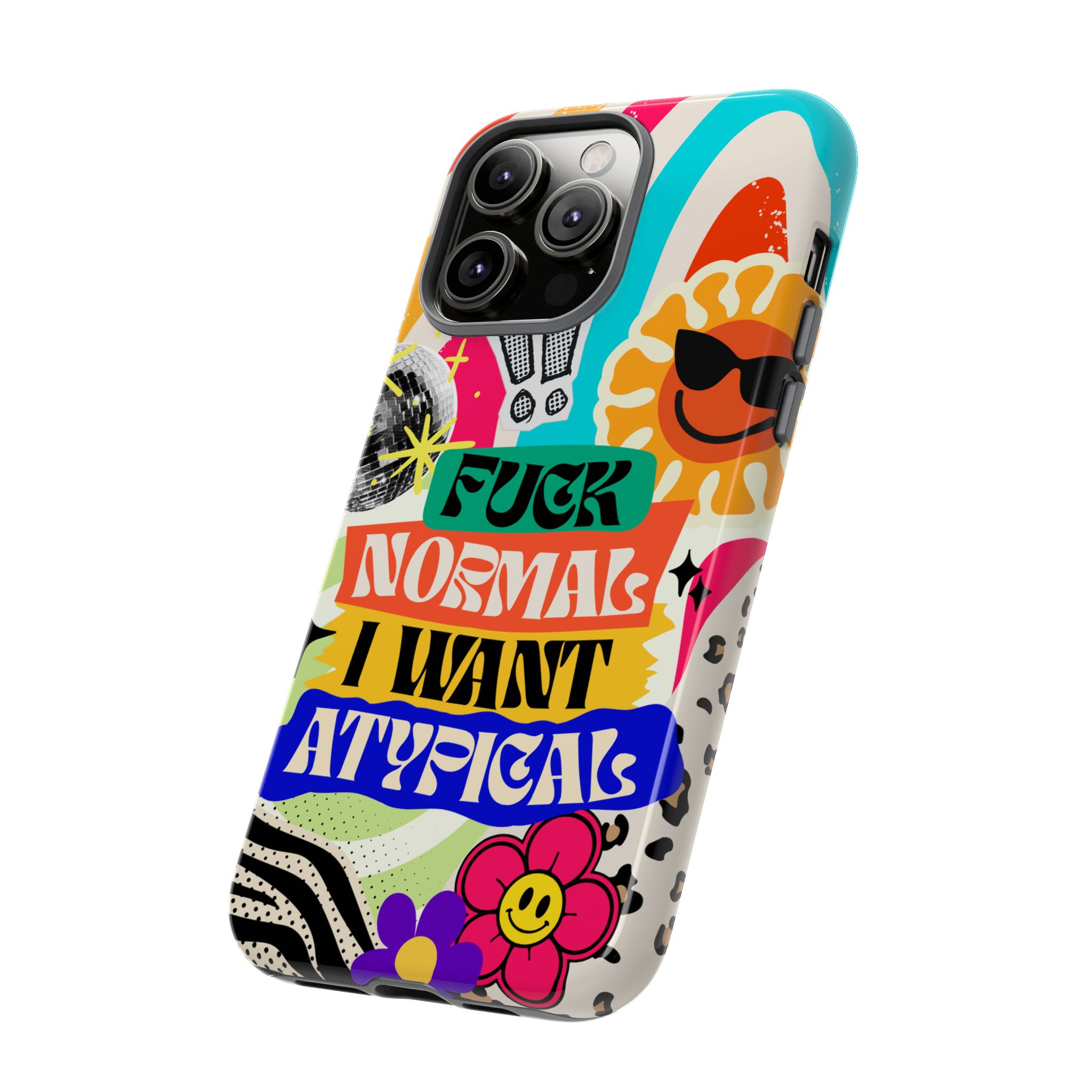 Phone Case — "Fuck Normal I Want Atypical" Retro Sticker Collage - Image 61