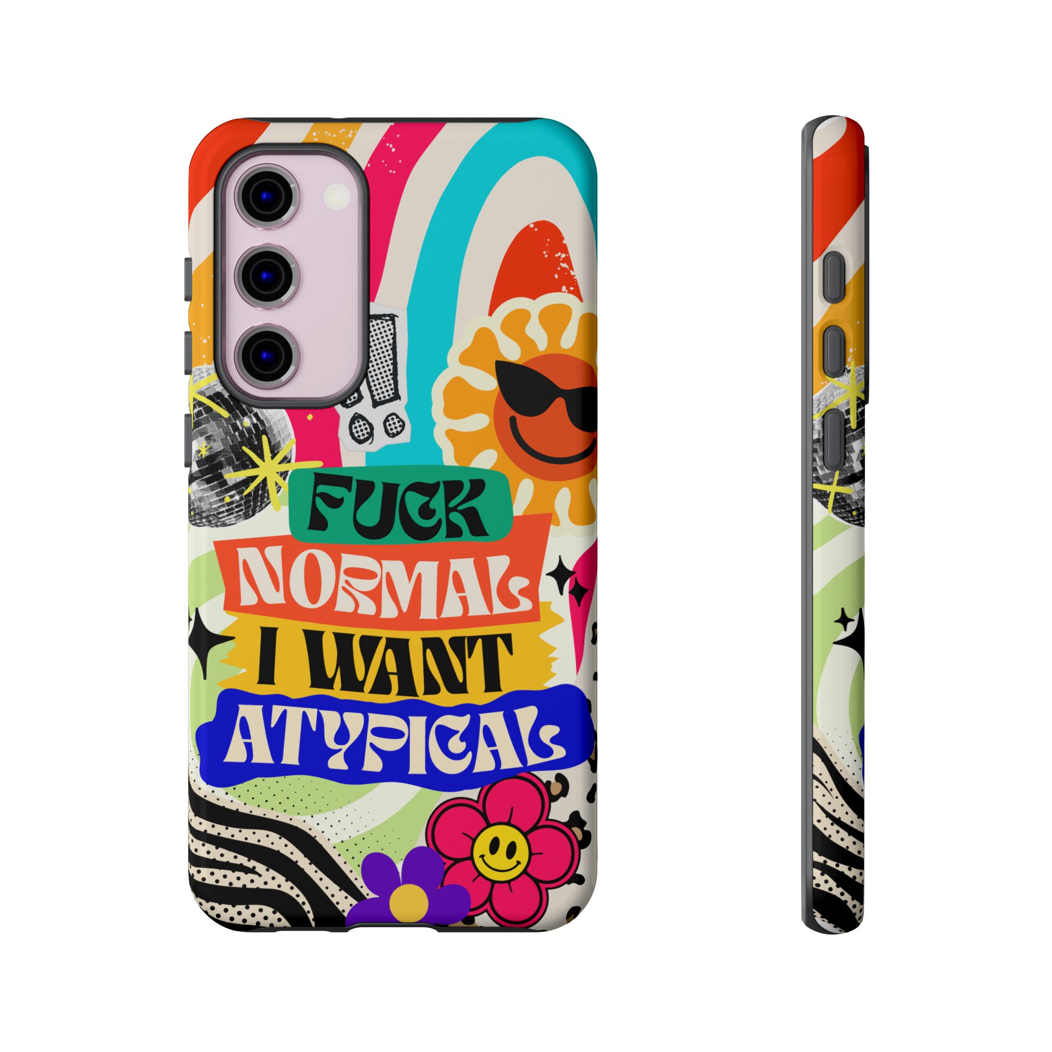 Phone Case — "Fuck Normal I Want Atypical" Retro Sticker Collage - Image 75