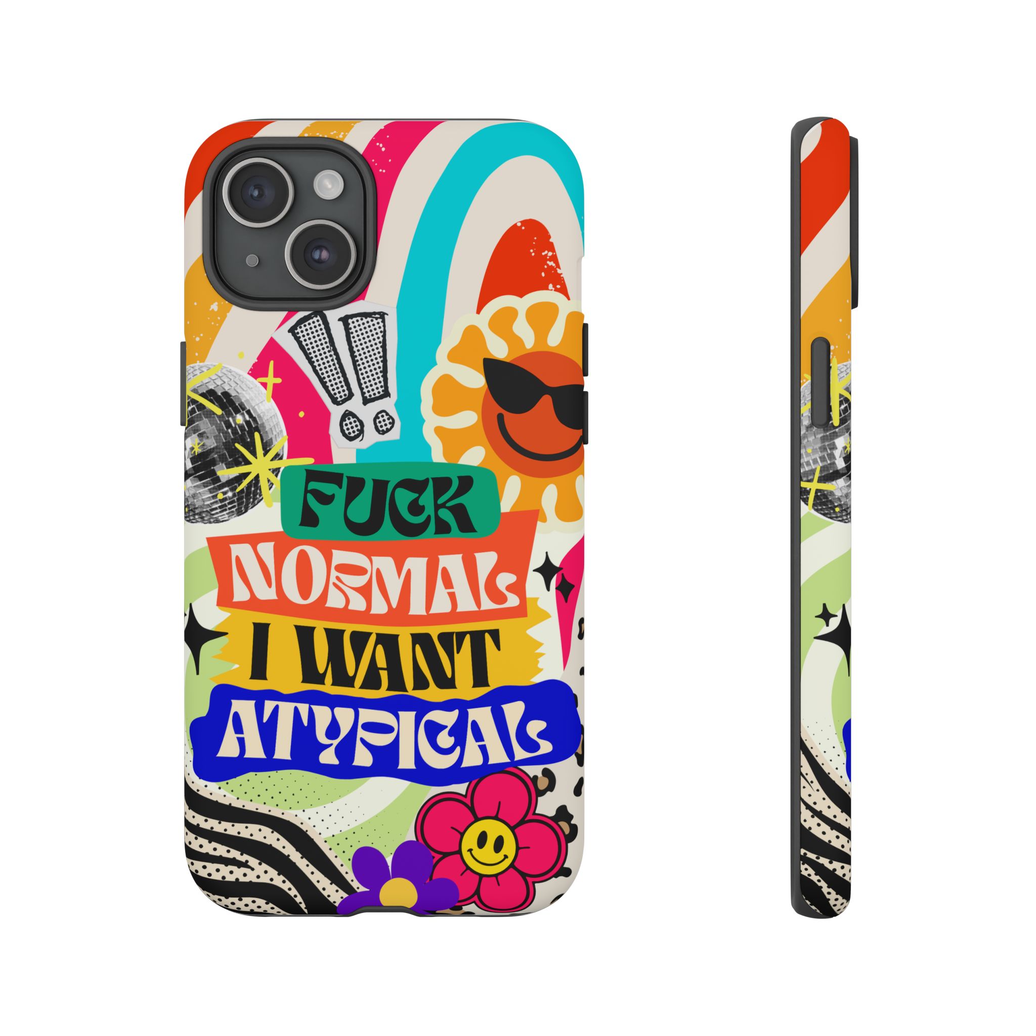Phone Case — "Fuck Normal I Want Atypical" Retro Sticker Collage - Image 108