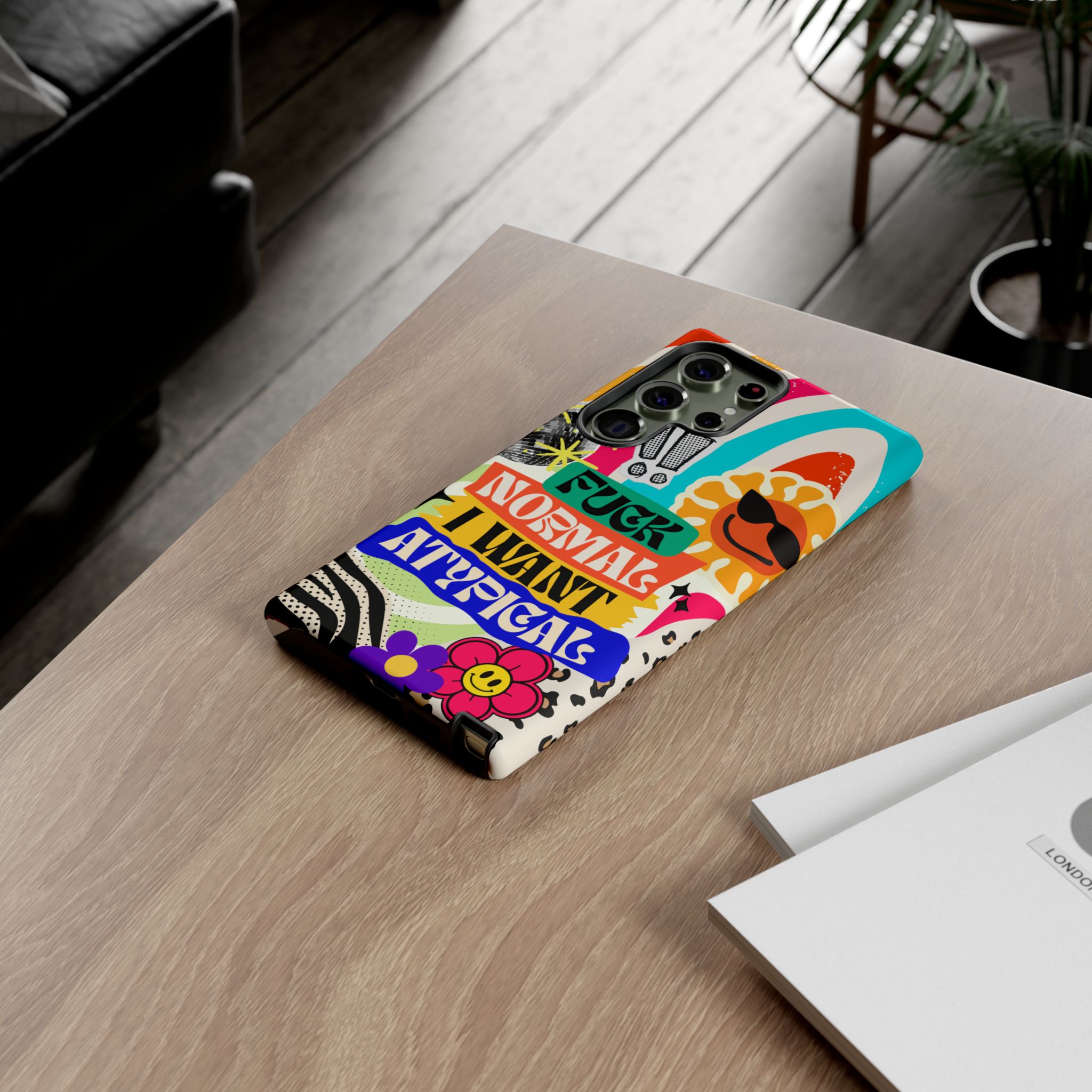 Phone Case — "Fuck Normal I Want Atypical" Retro Sticker Collage - Image 90