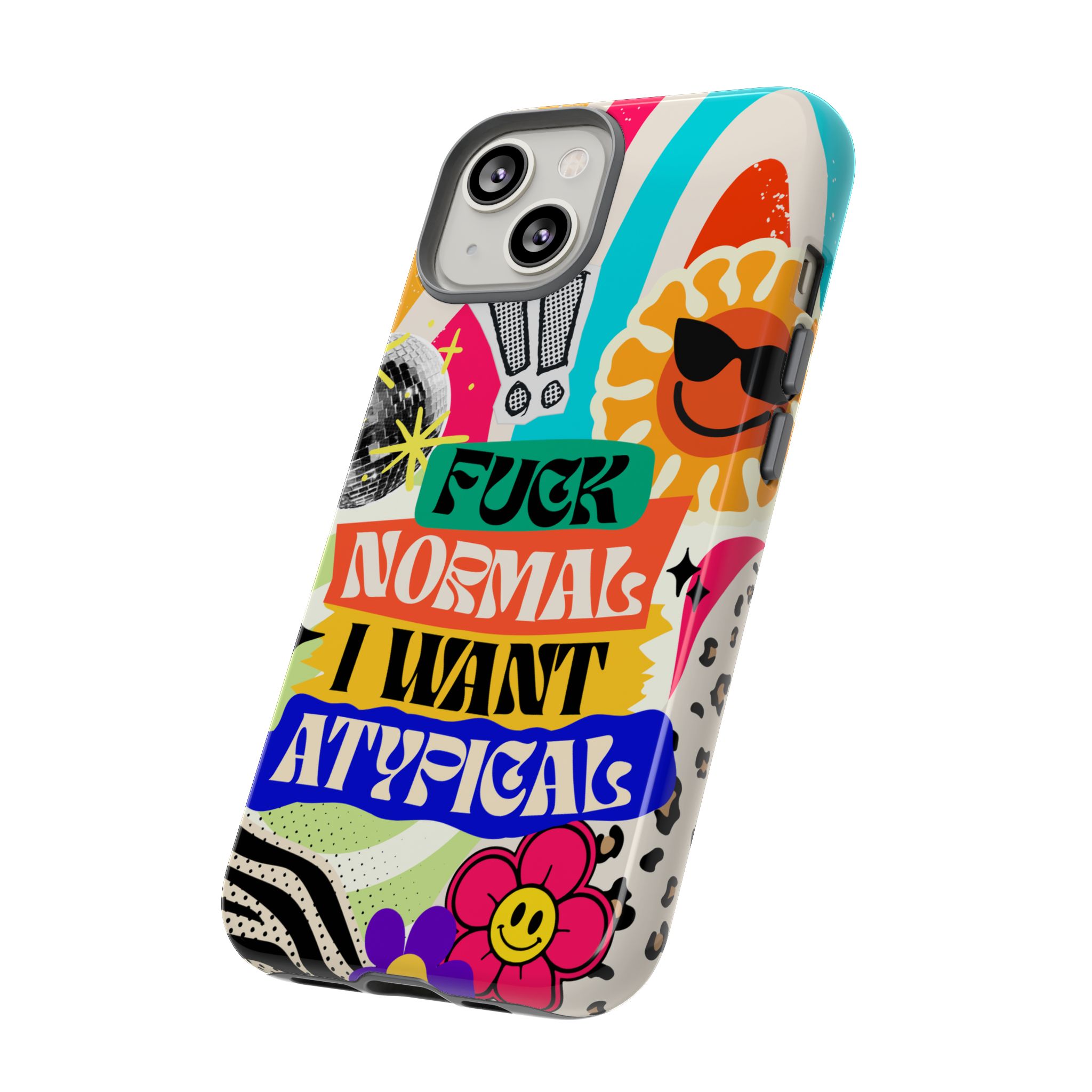 Phone Case — "Fuck Normal I Want Atypical" Retro Sticker Collage - Image 37