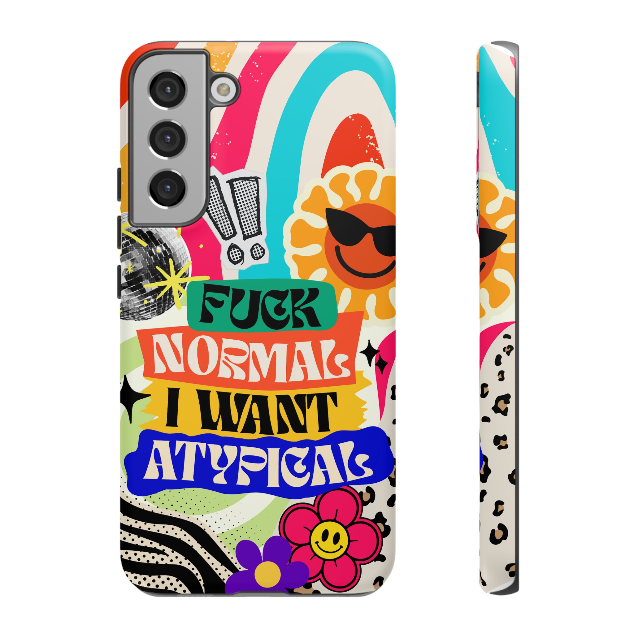 Phone Case — "Fuck Normal I Want Atypical" Retro Sticker Collage - Image 34