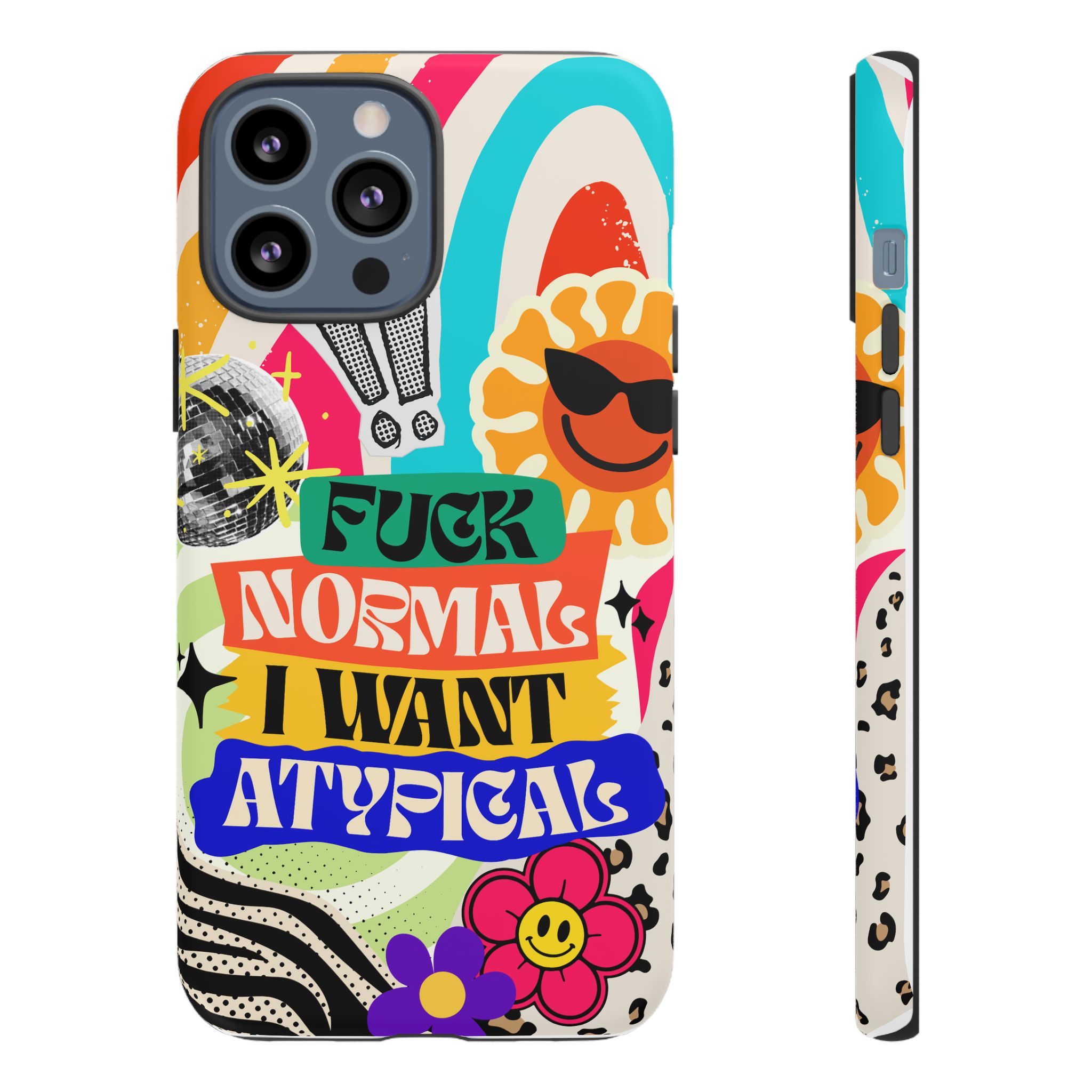 Phone Case — "Fuck Normal I Want Atypical" Retro Sticker Collage - Image 27