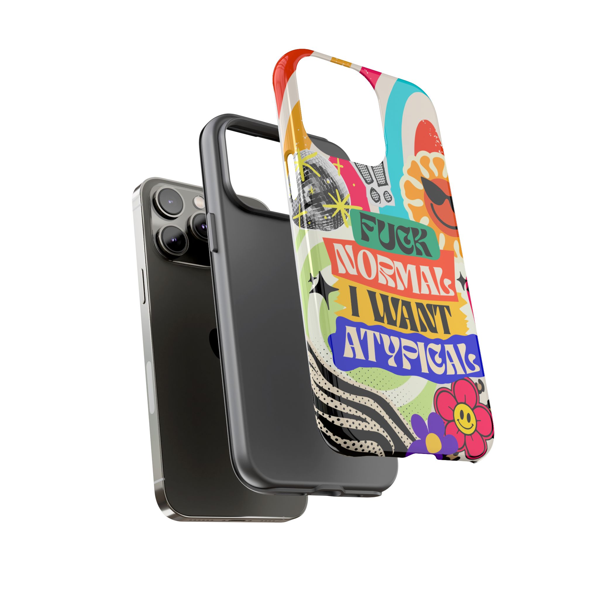 Phone Case — "Fuck Normal I Want Atypical" Retro Sticker Collage - Image 62
