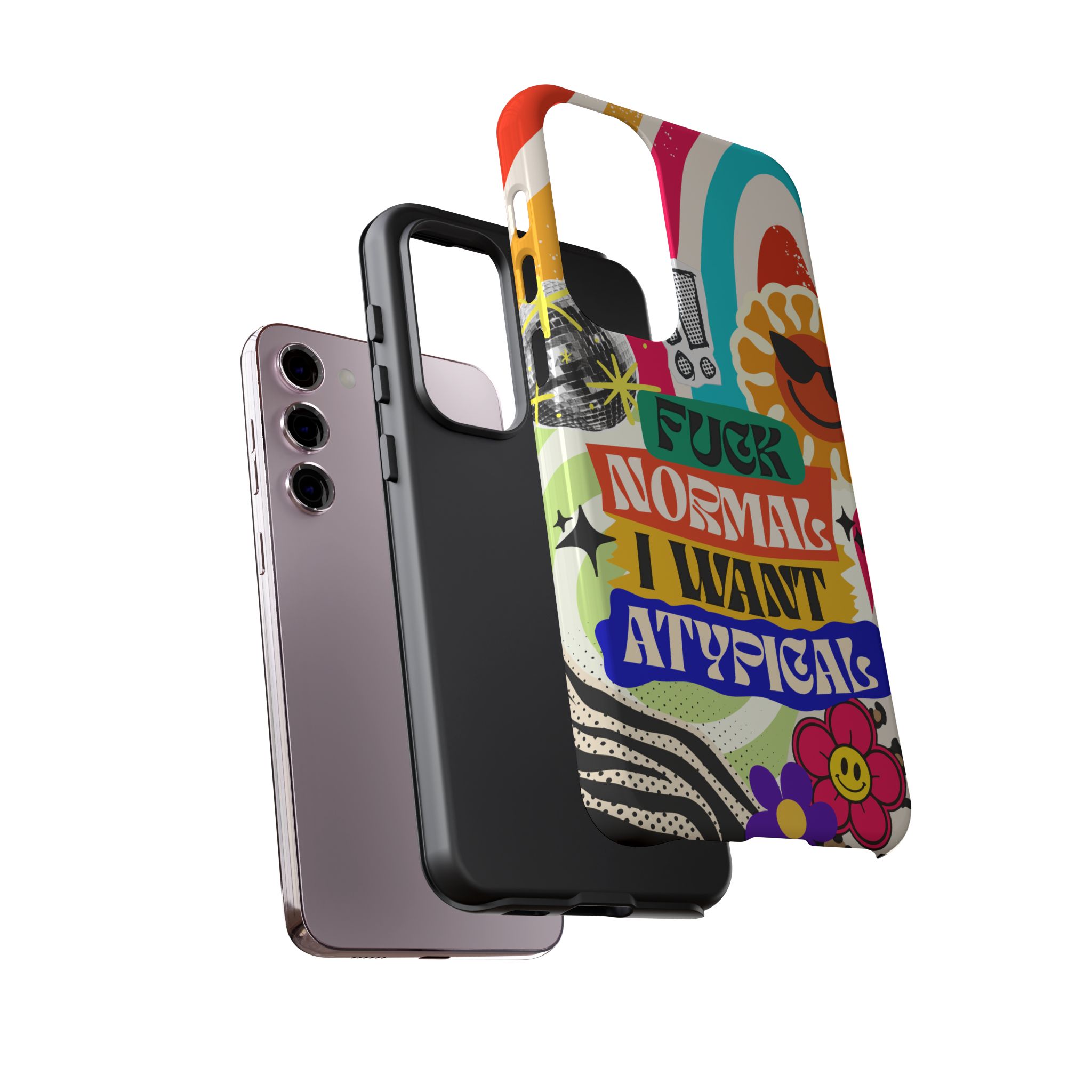 Phone Case — "Fuck Normal I Want Atypical" Retro Sticker Collage - Image 77