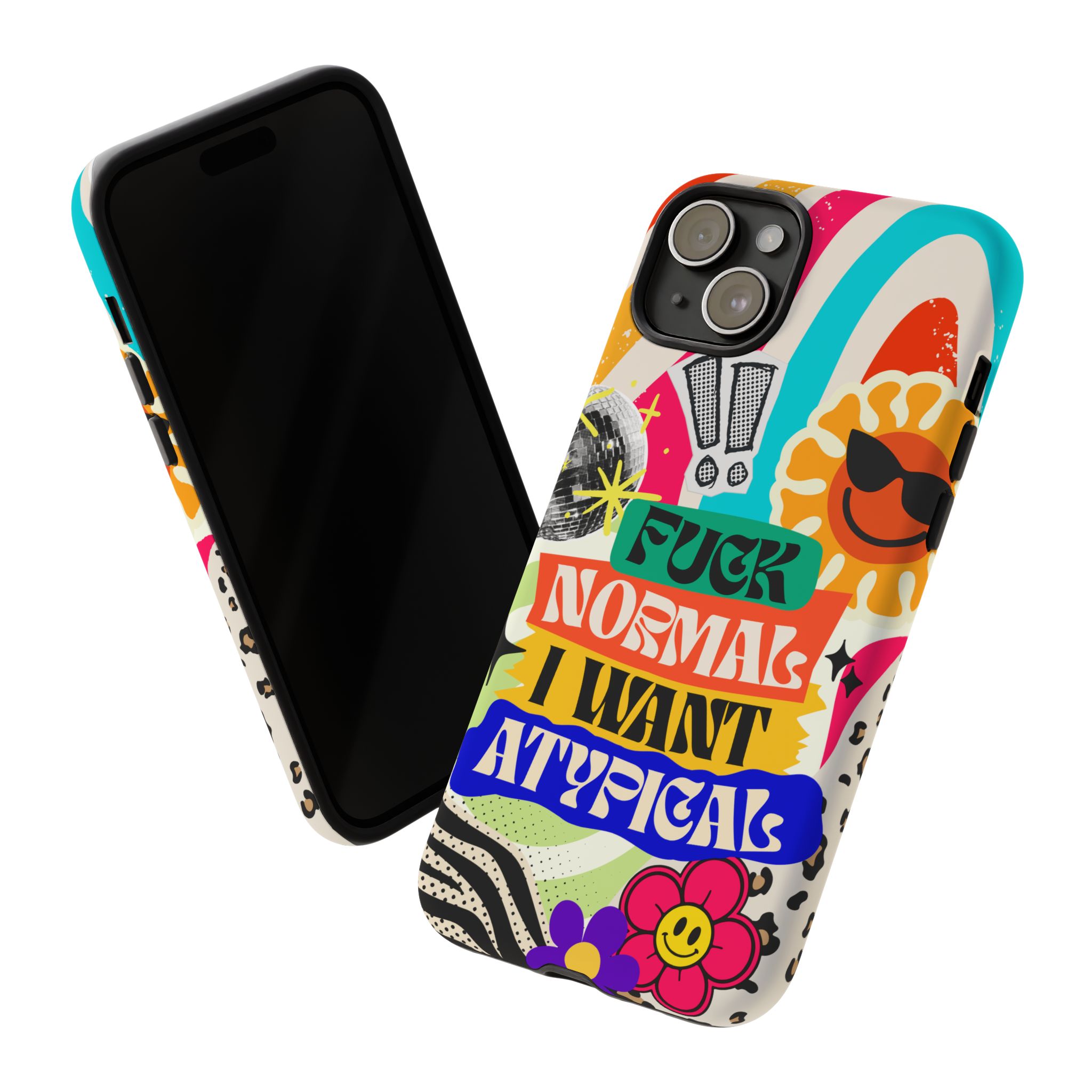 Phone Case — "Fuck Normal I Want Atypical" Retro Sticker Collage - Image 109