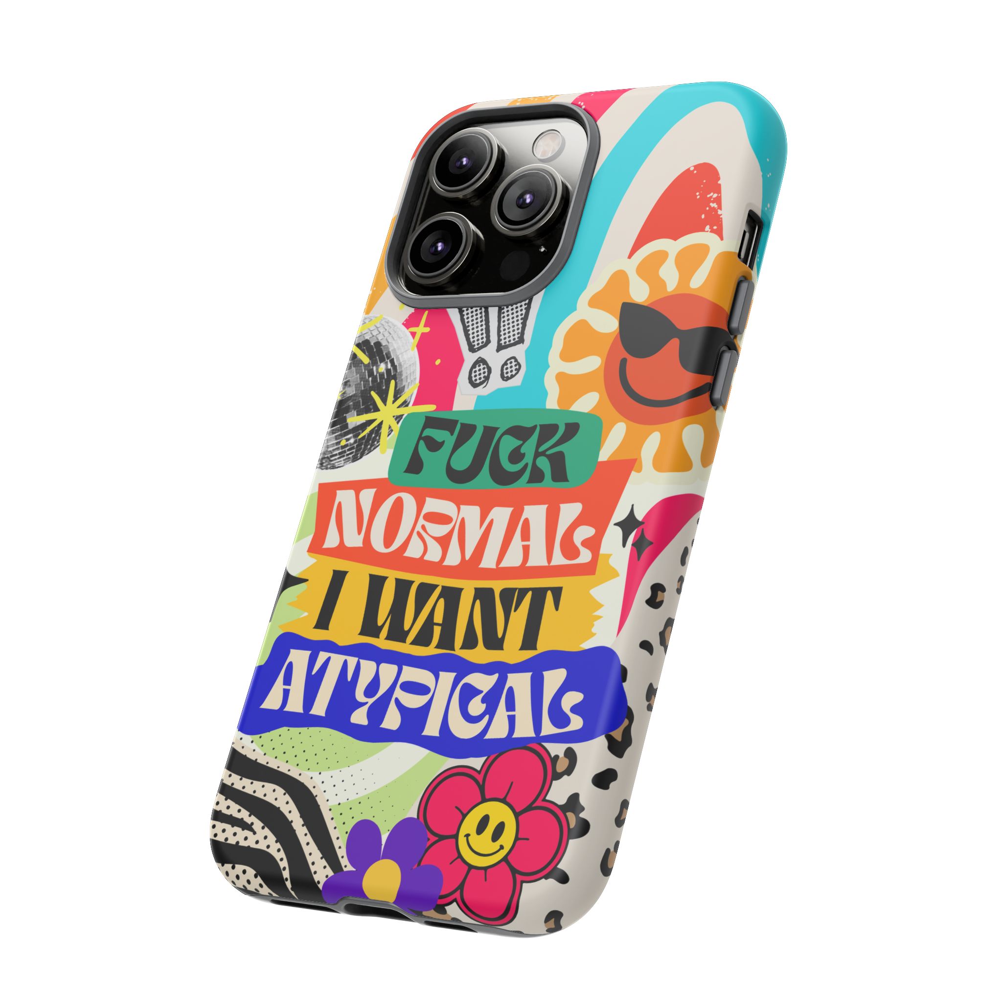 Phone Case — "Fuck Normal I Want Atypical" Retro Sticker Collage - Image 65