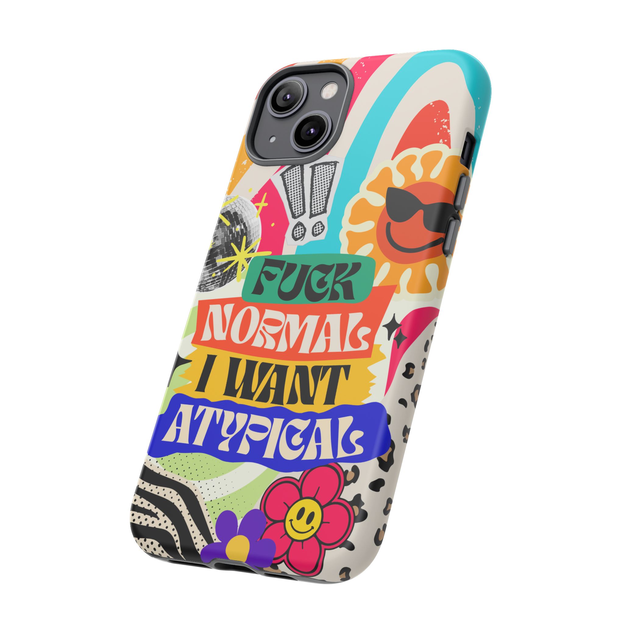 Phone Case — "Fuck Normal I Want Atypical" Retro Sticker Collage - Image 57