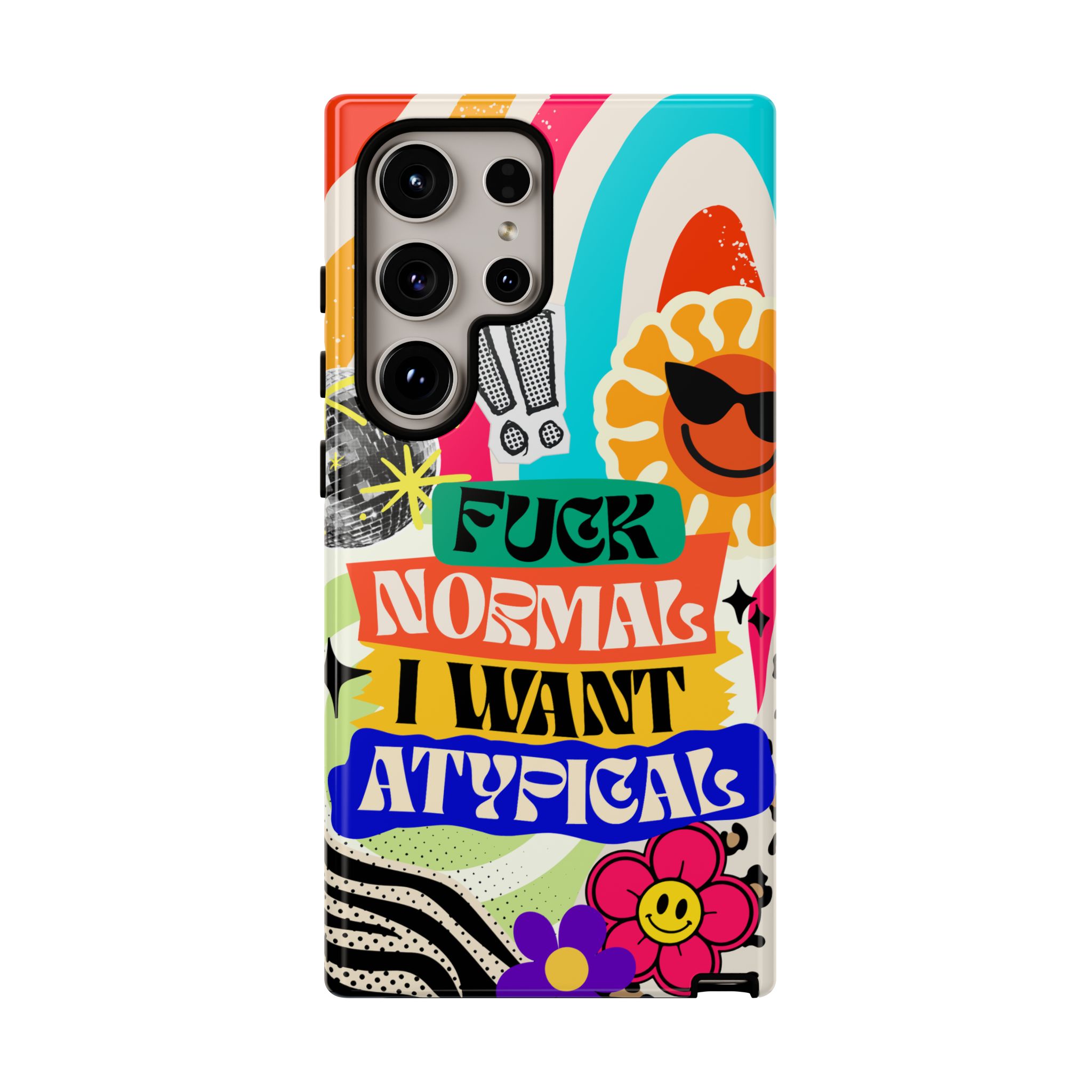 Phone Case — "Fuck Normal I Want Atypical" Retro Sticker Collage - Image 139