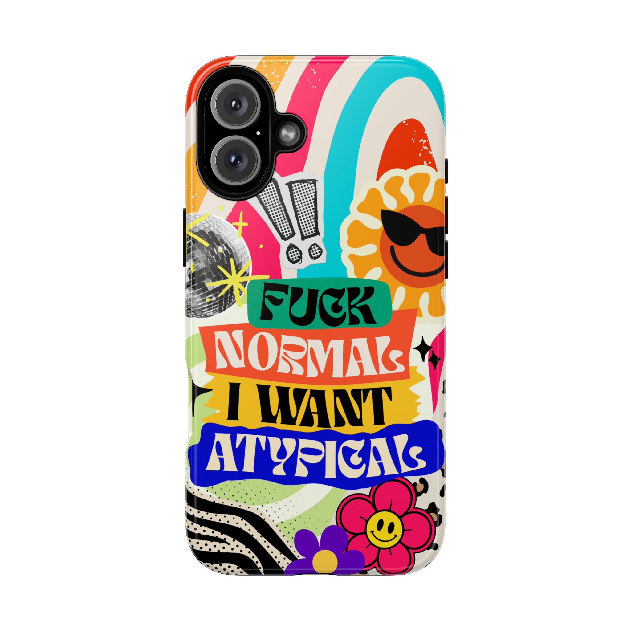 Phone Case — "Fuck Normal I Want Atypical" Retro Sticker Collage - Image 162