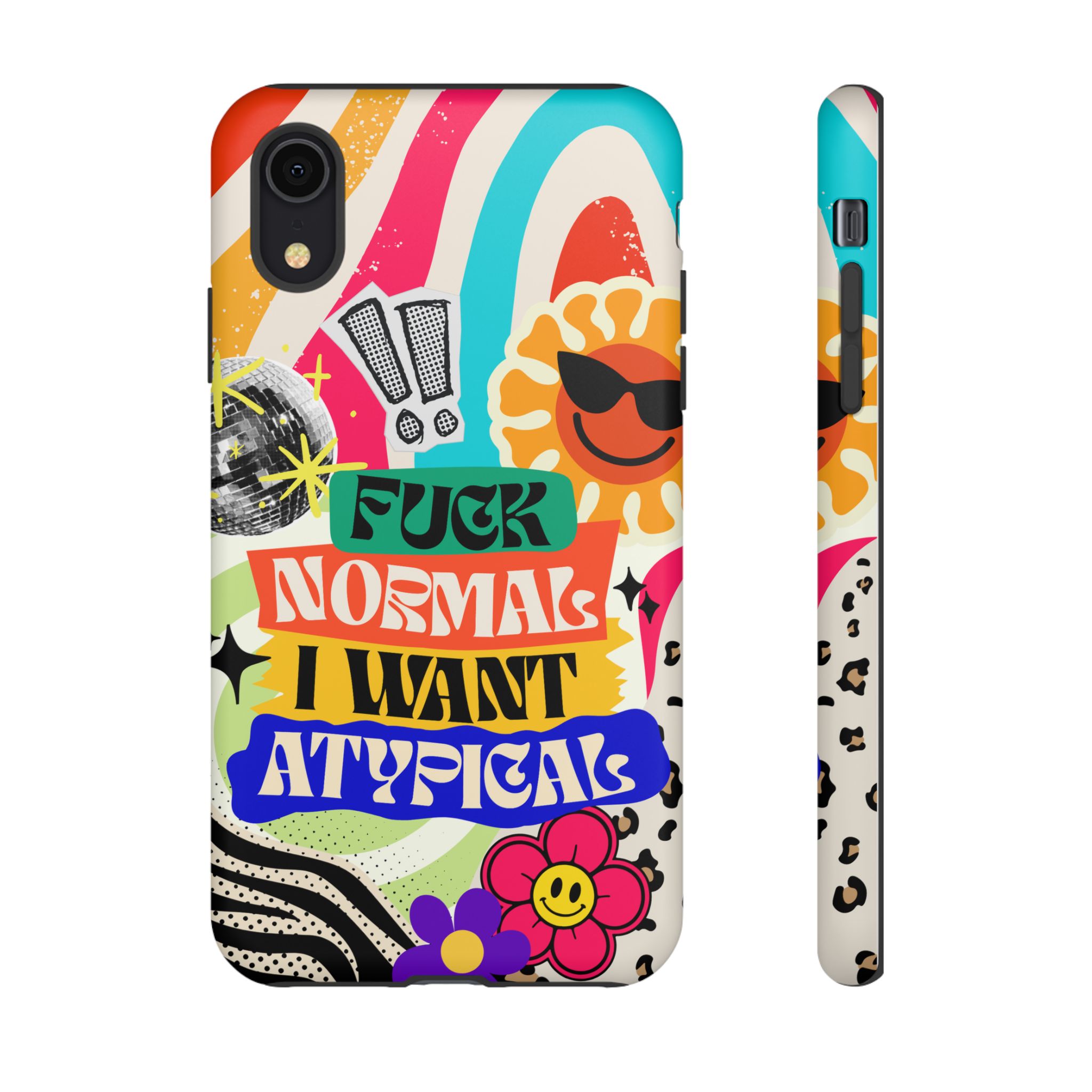 Phone Case — "Fuck Normal I Want Atypical" Retro Sticker Collage - Image 2