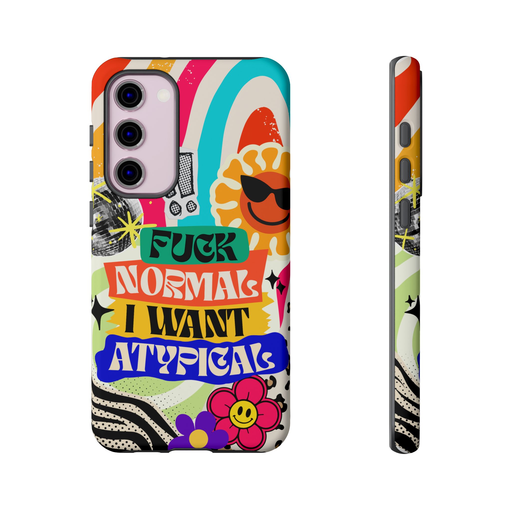 Phone Case — "Fuck Normal I Want Atypical" Retro Sticker Collage - Image 79