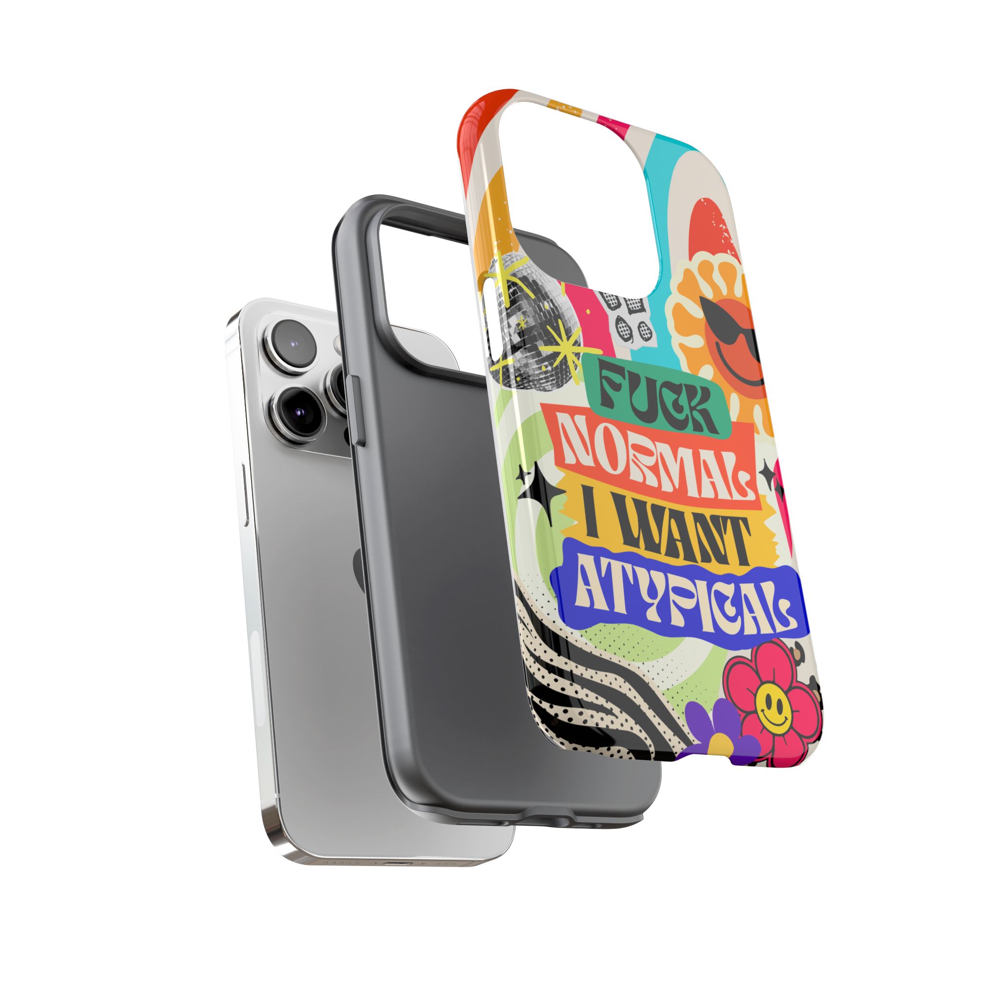 Phone Case — "Fuck Normal I Want Atypical" Retro Sticker Collage - Image 46