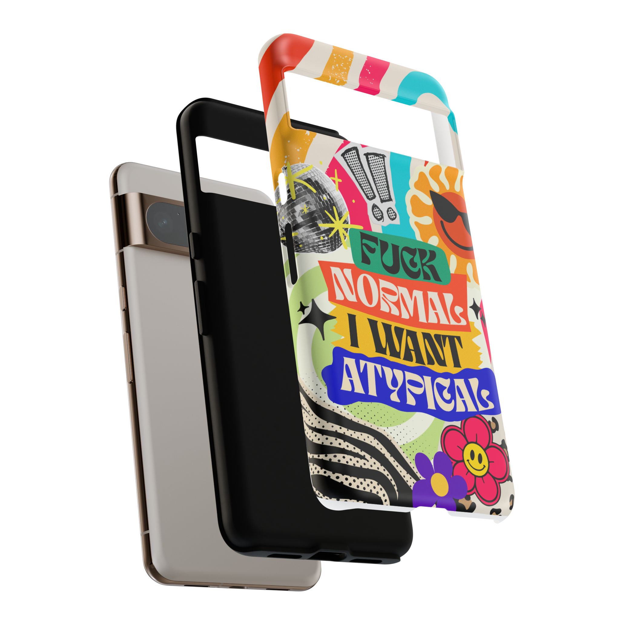Phone Case — "Fuck Normal I Want Atypical" Retro Sticker Collage - Image 151