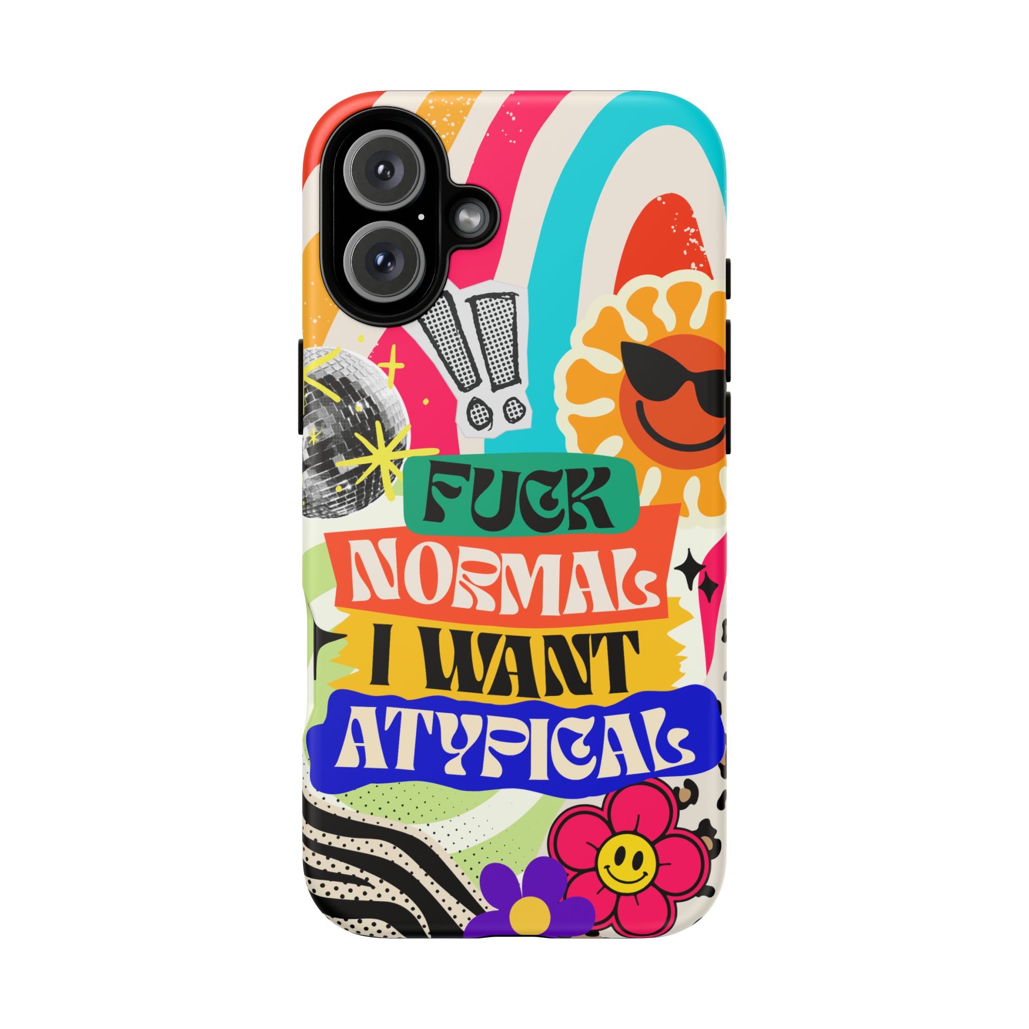 Phone Case — "Fuck Normal I Want Atypical" Retro Sticker Collage - Image 165